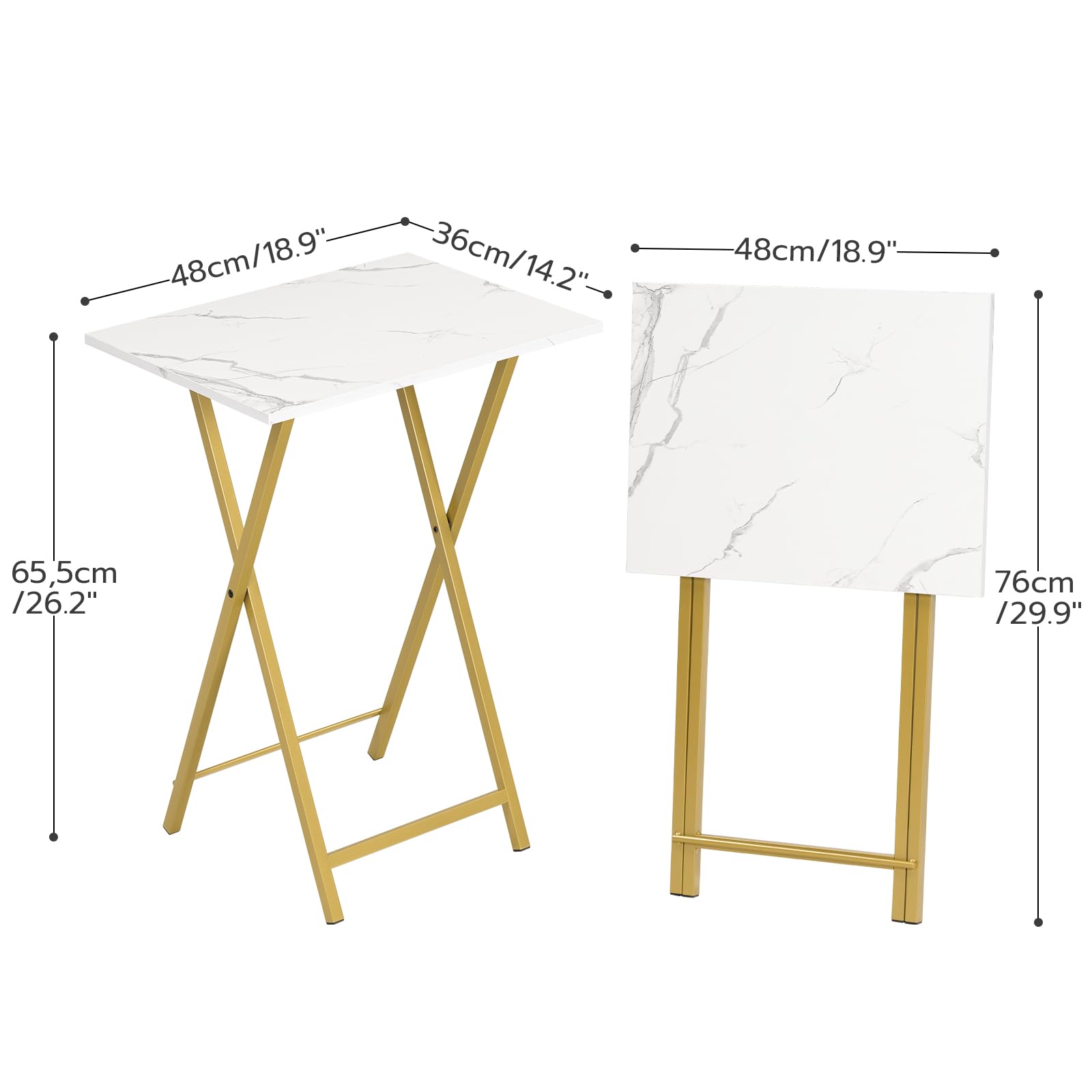 hoobro-tv-tray-tables-table-d-appoint-pliante-marbre-lot-4 image 3