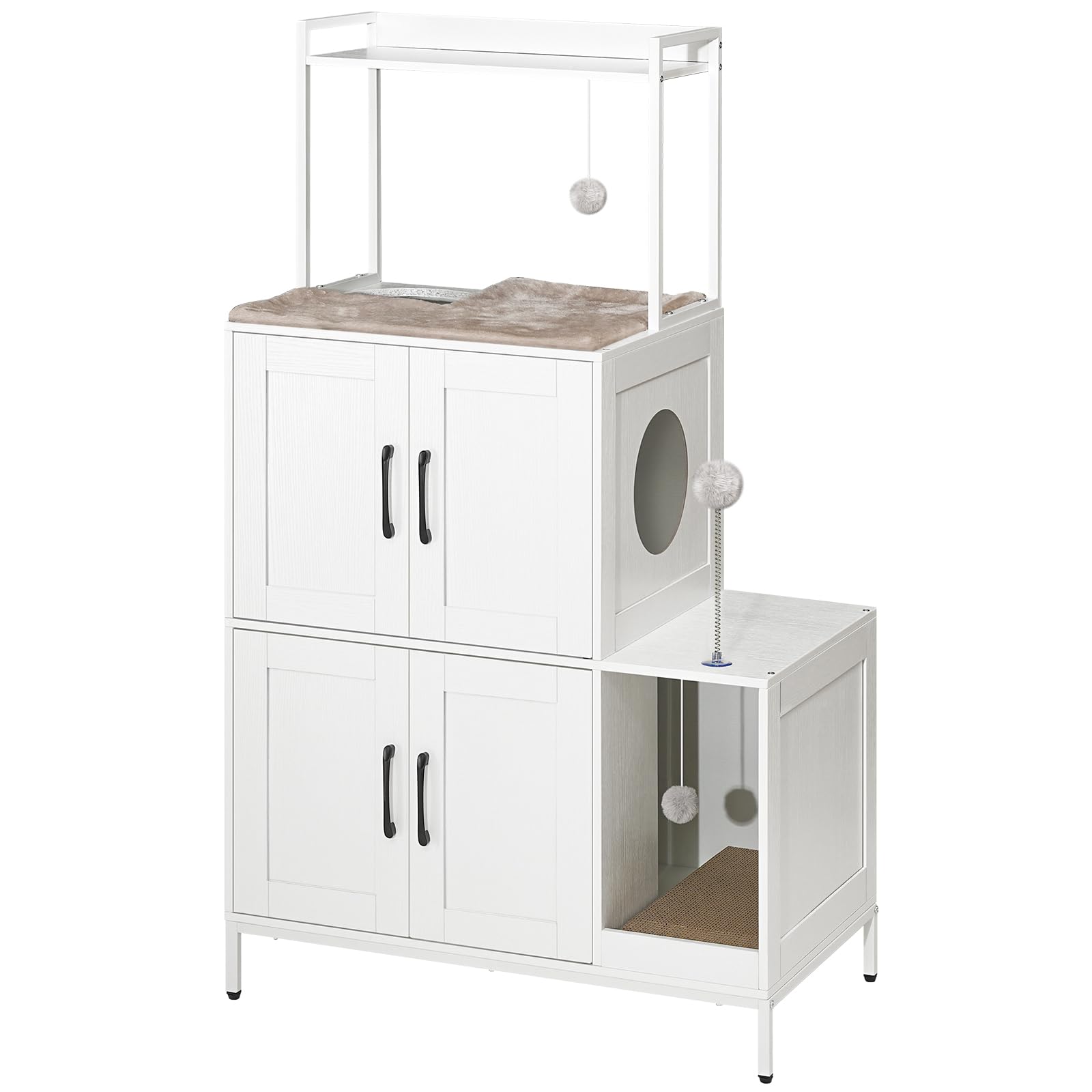 hoobro-pet-furniture-meuble-liti-re-chat-blanc-2-en-1 image 3