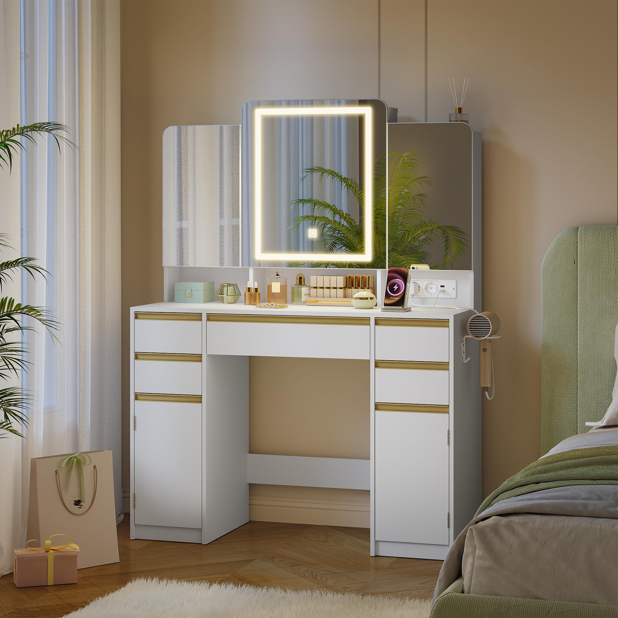 hexcelen-coiffeuses-coiffeuse-triple-miroir-108-cm-blanc image 8