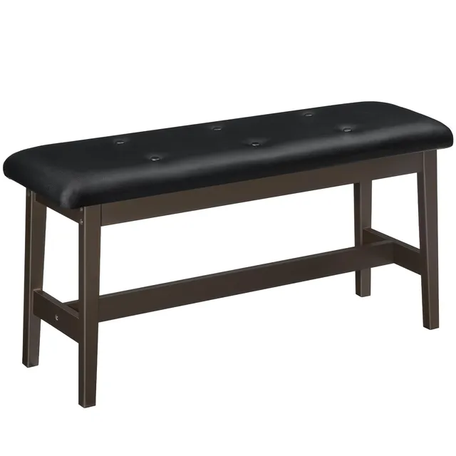 hoobro-banc-de-salle-manger-noir-bambou-cuir-pu-2-places image 1