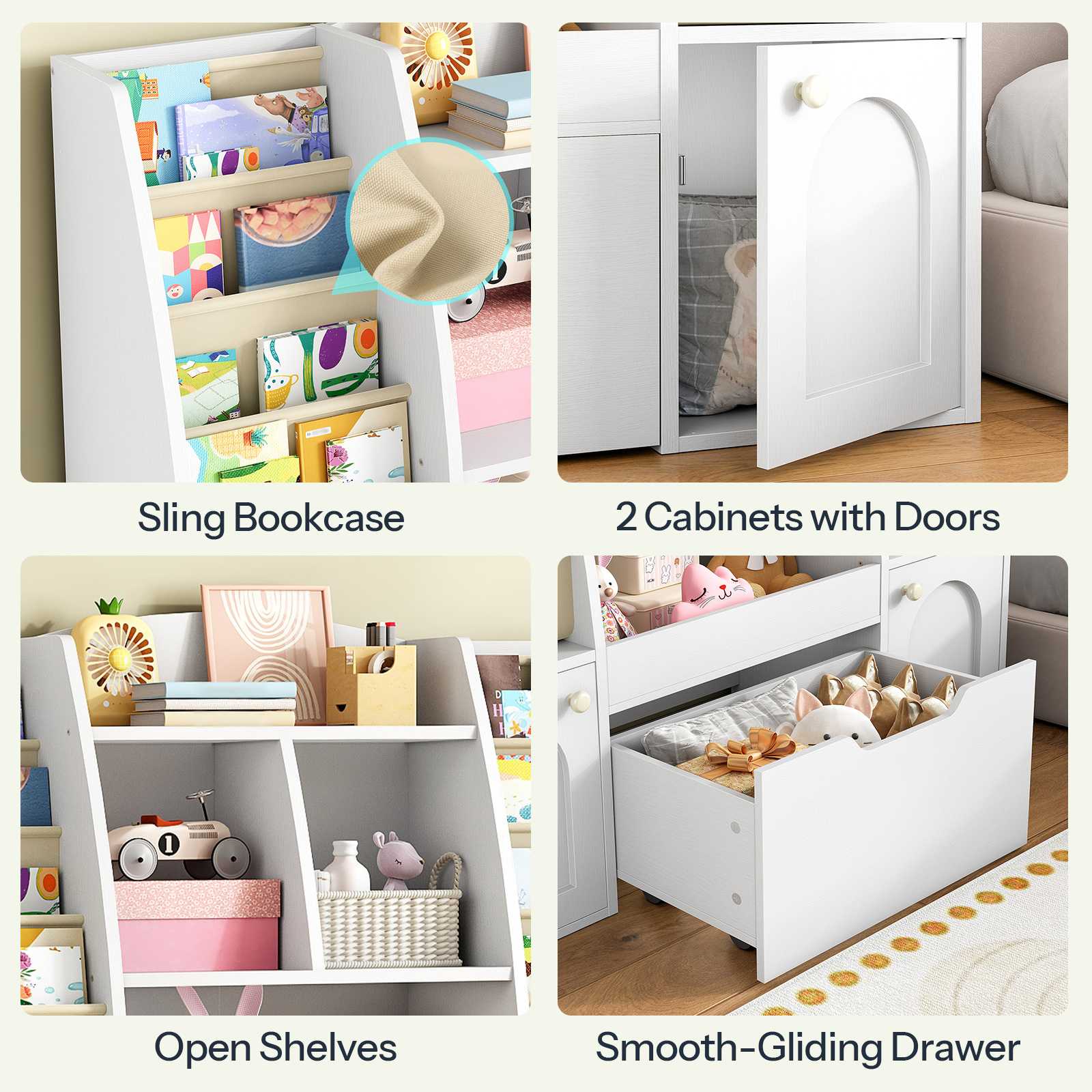 hoobro-biblioth-que-enfant-rangement-jouets-blanc-2-en-1 image 6