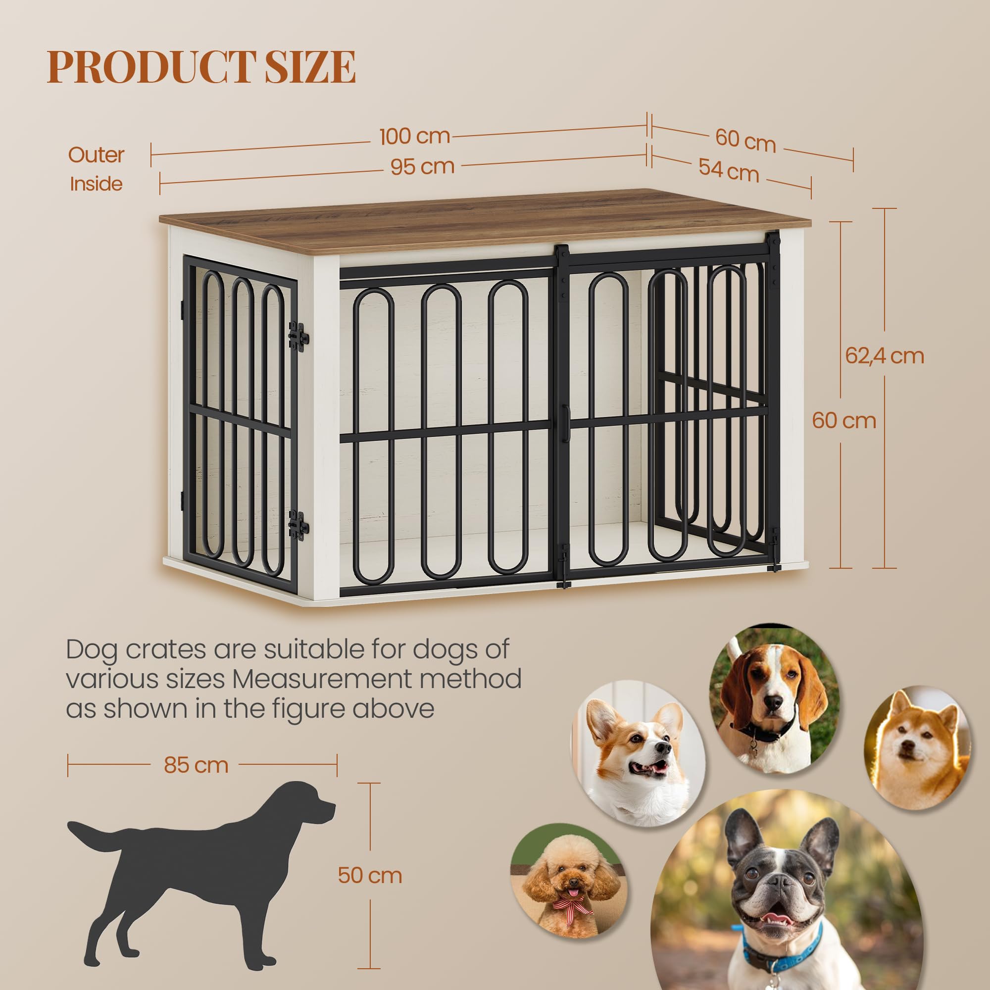 hexcelen-cage-chien-blanc-et-marron-100-cm-appoint image 2