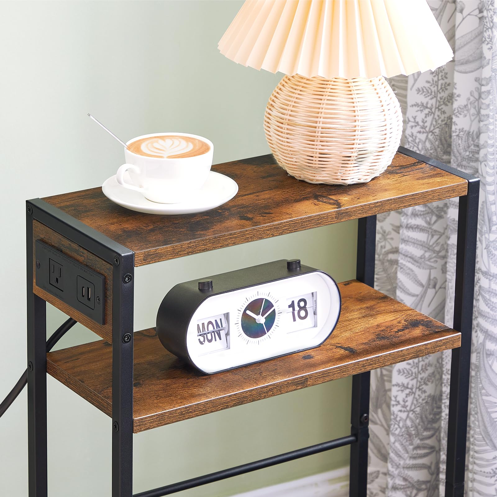 hoobro-side-tables-lot-2-bouts-canap-marron-usb image 6