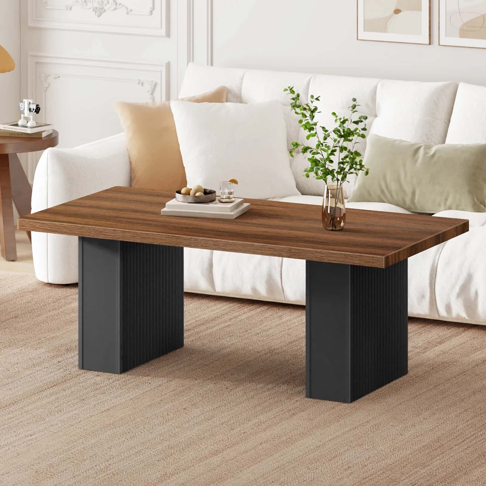 hoobro-coffee-tables-table-basse-120-cm-pieds-marron image 2