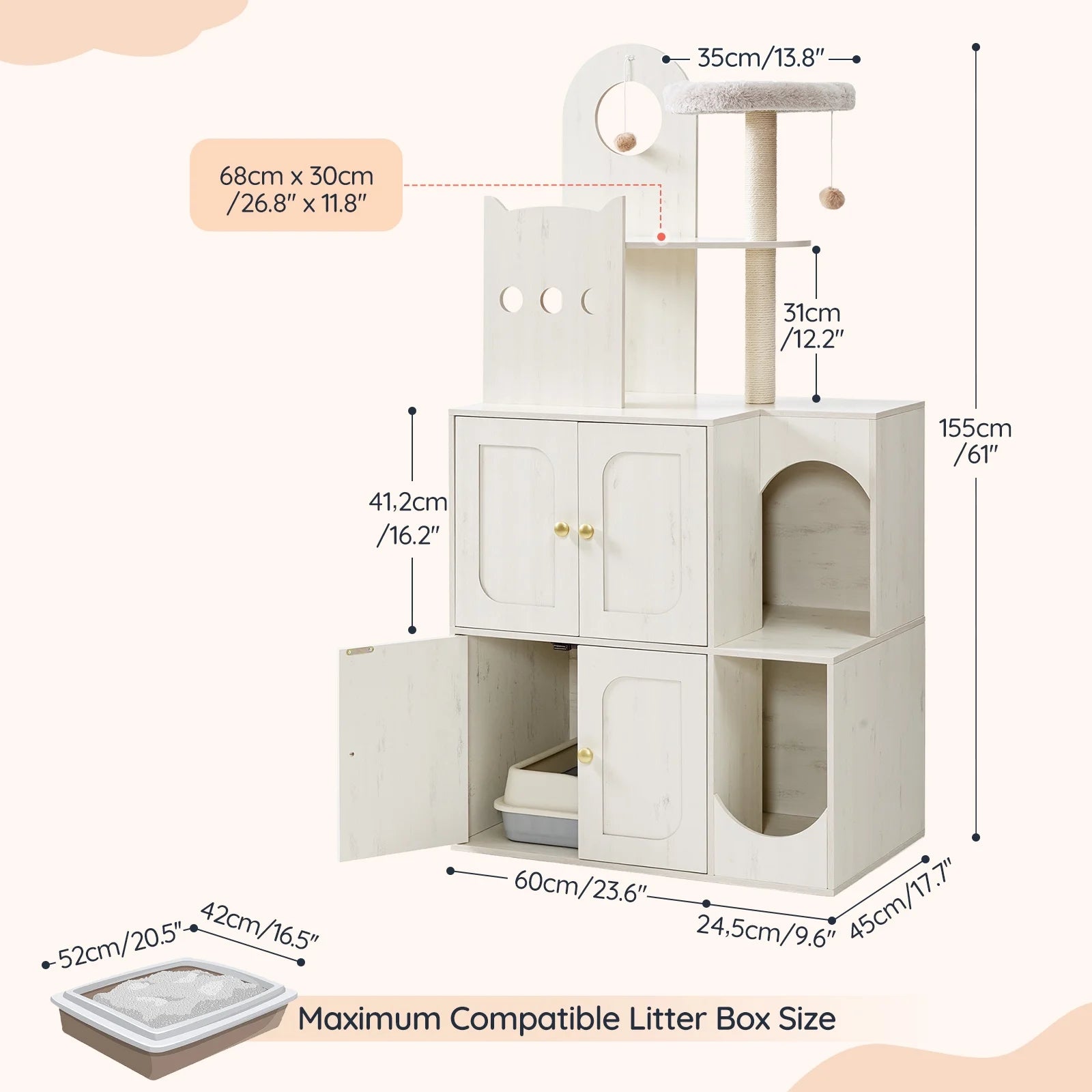 hoobro-pet-furniture-arbre-chat-blanc-cache-liti-re-double image 4