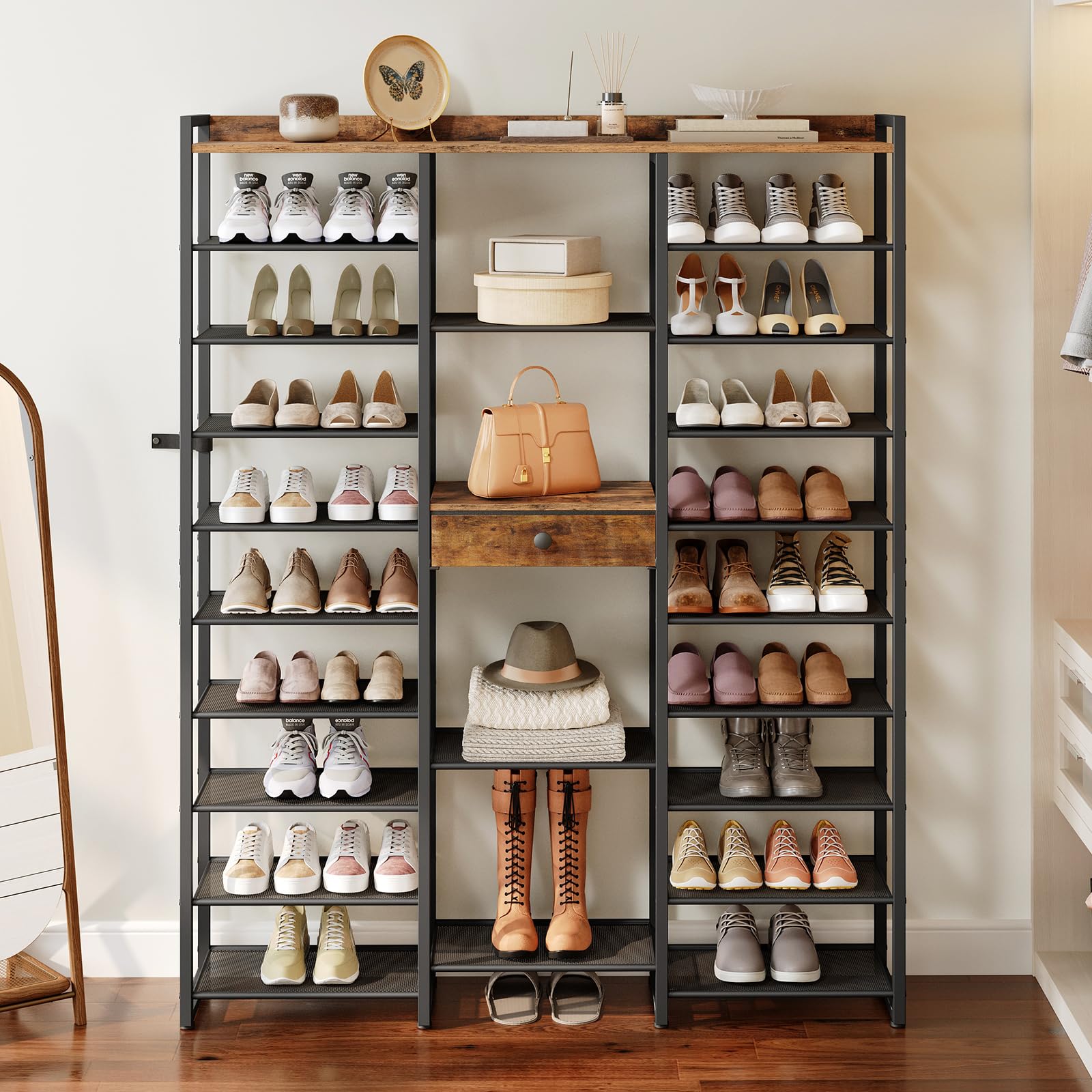 hoobro-10-niveaux-meuble-chaussures-marron-grande-capacit image 3