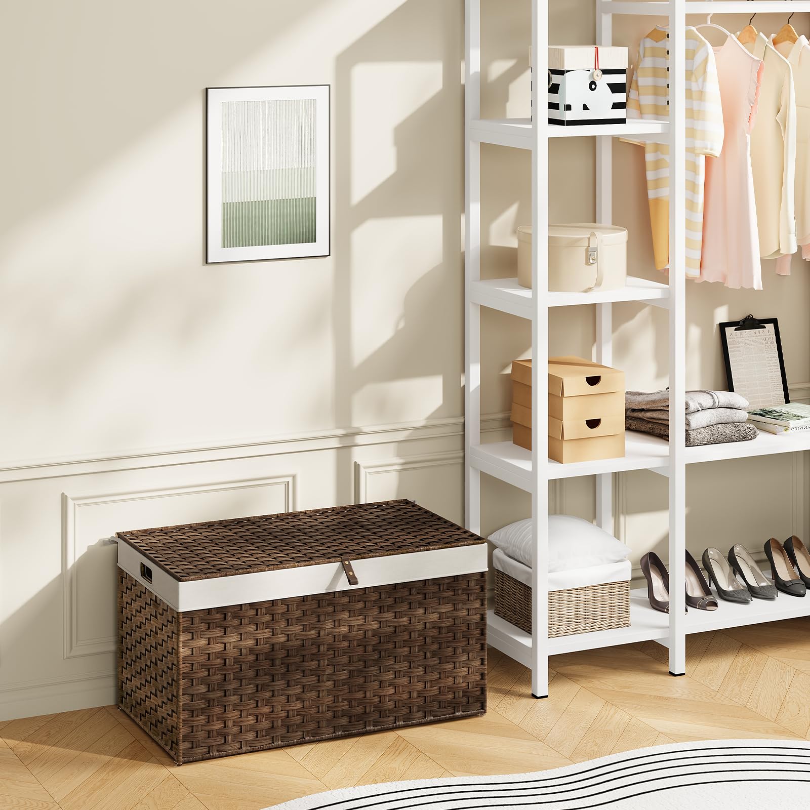 hoobro-panier-linge-160l-marron-couvercle-poign-es image 4