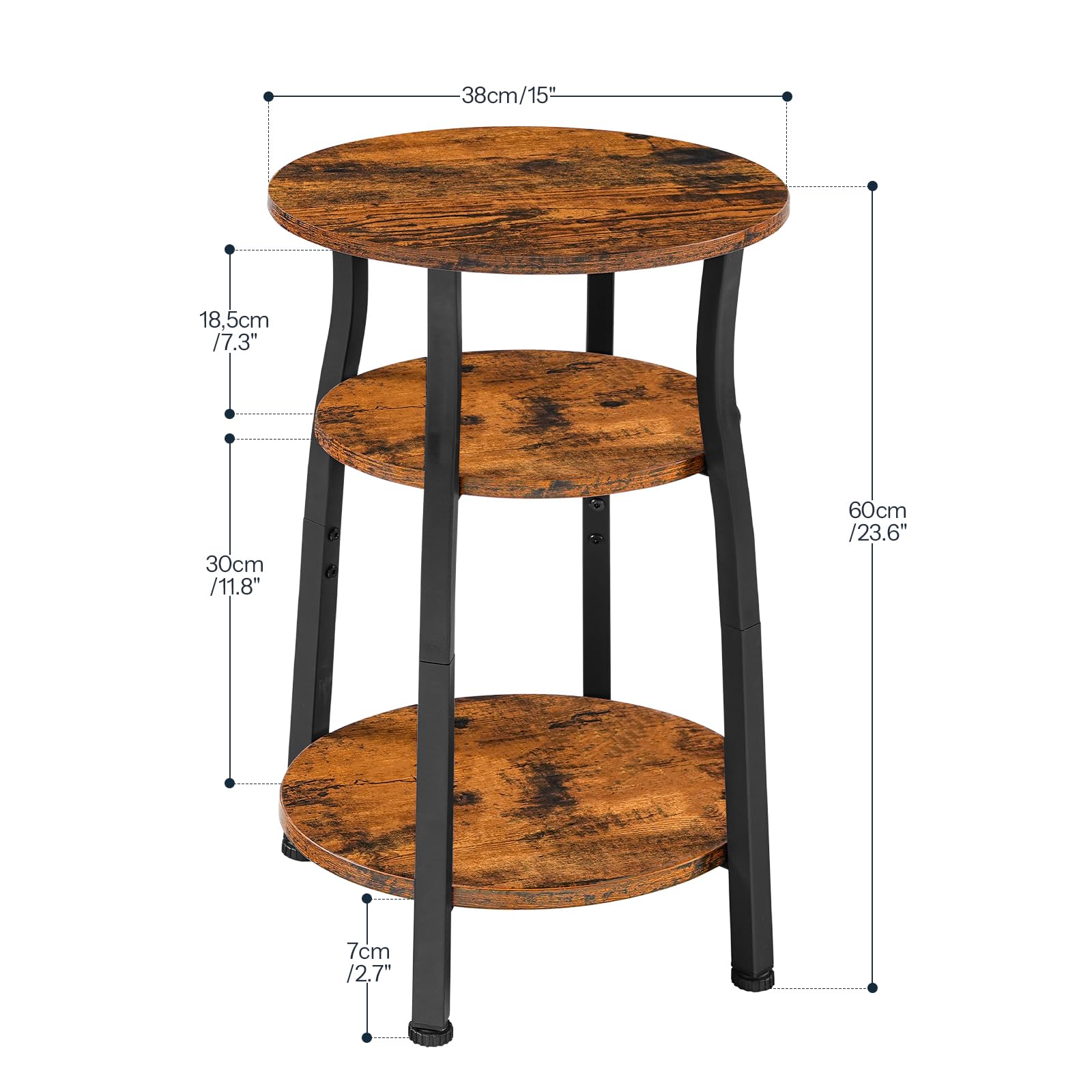 hoobro-bf258bz01-table-appoint-ovale-3-niveaux-marron image 3