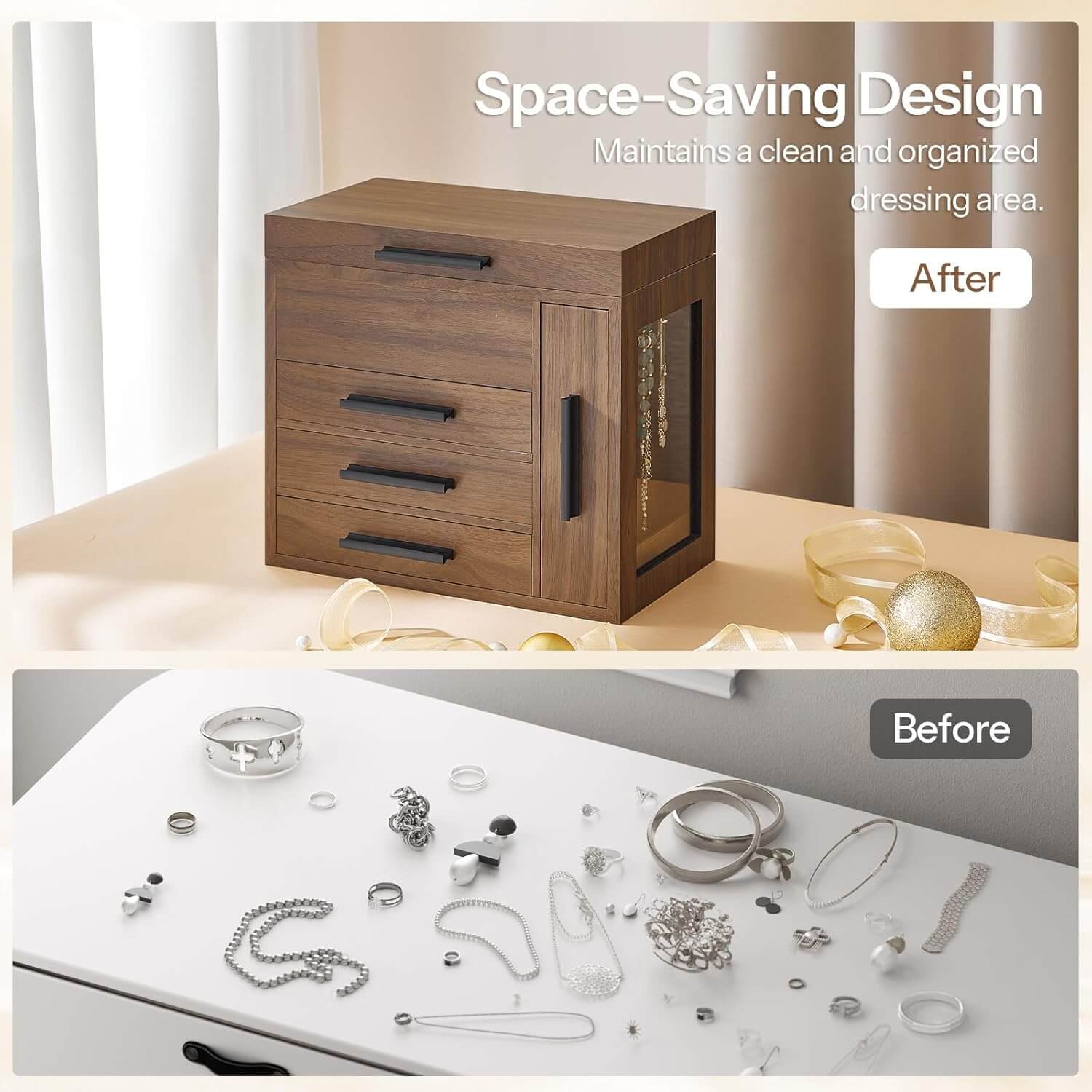 hoobro-jewelry-boxes-bo-te-bijoux-bois-noyer-miroir image 7