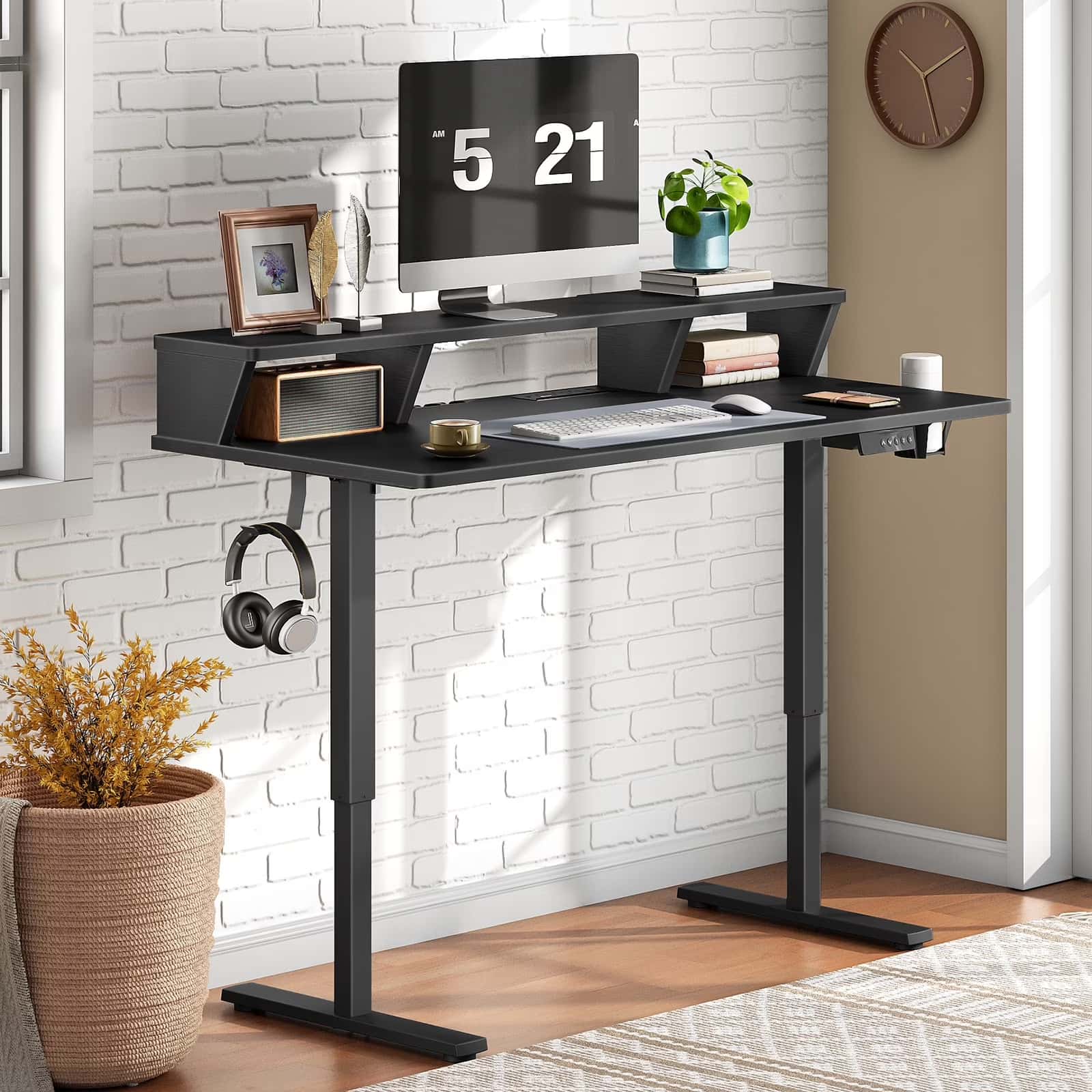 hoobro-bureau-lectrique-assis-debout-noir-avec-station-charge image 5