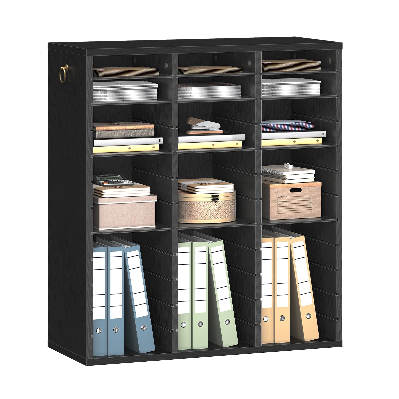 hoobro-trieur-courrier-bois-36-cases-noir-r-glable image 1