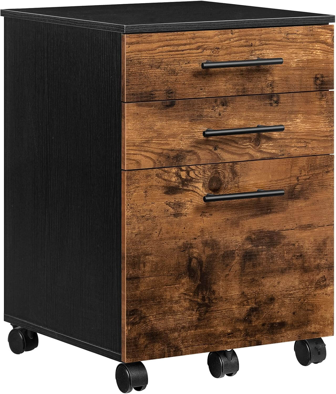 hoobro-caisson-de-bureau-3-tiroirs-marron-a4-roulettes image 1