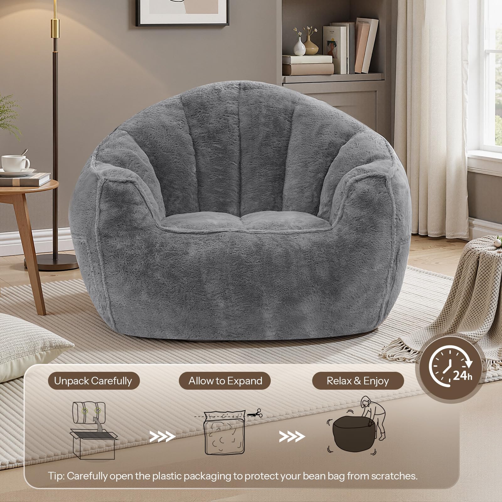 hoobro-pouf-g-ant-poire-adulte-fourrure-gris image 4
