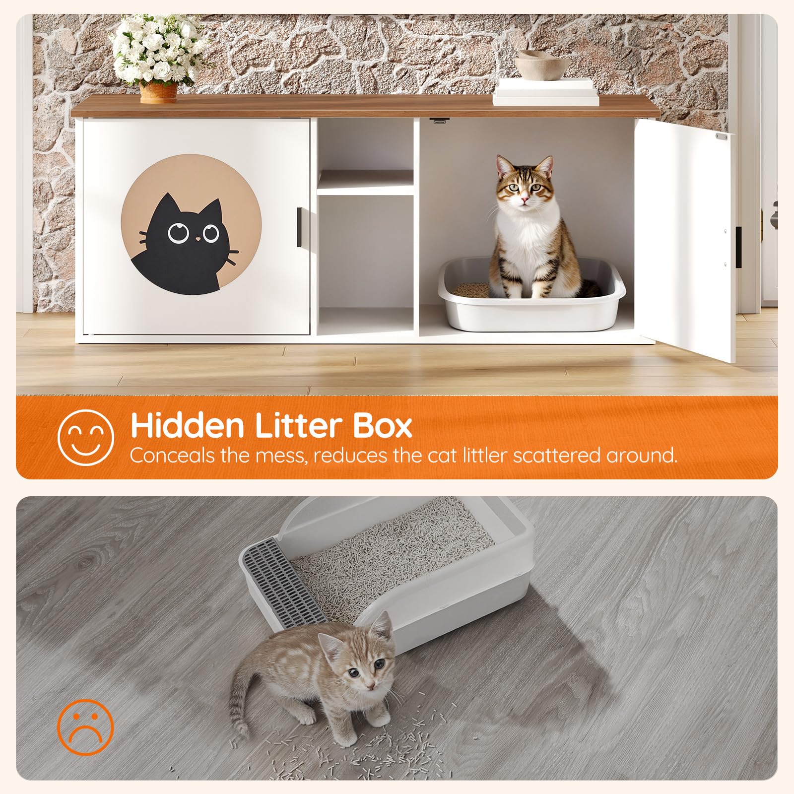 hoobro-meuble-liti-re-chat-double-blanc-avec-rangement image 8