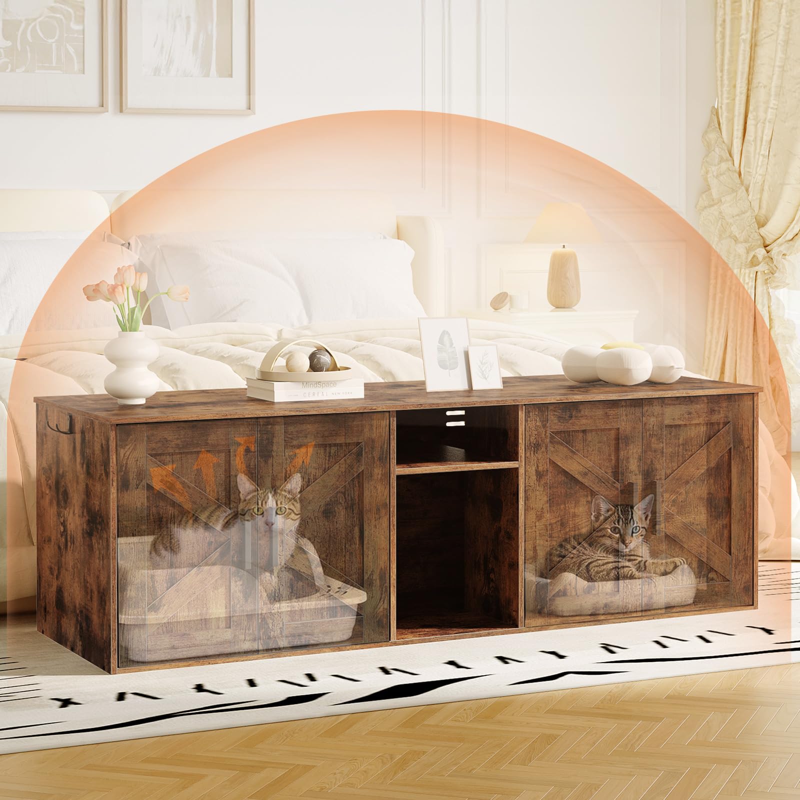 hoobro-pet-furniture-meuble-liti-re-double-marron-2-bacs image 7
