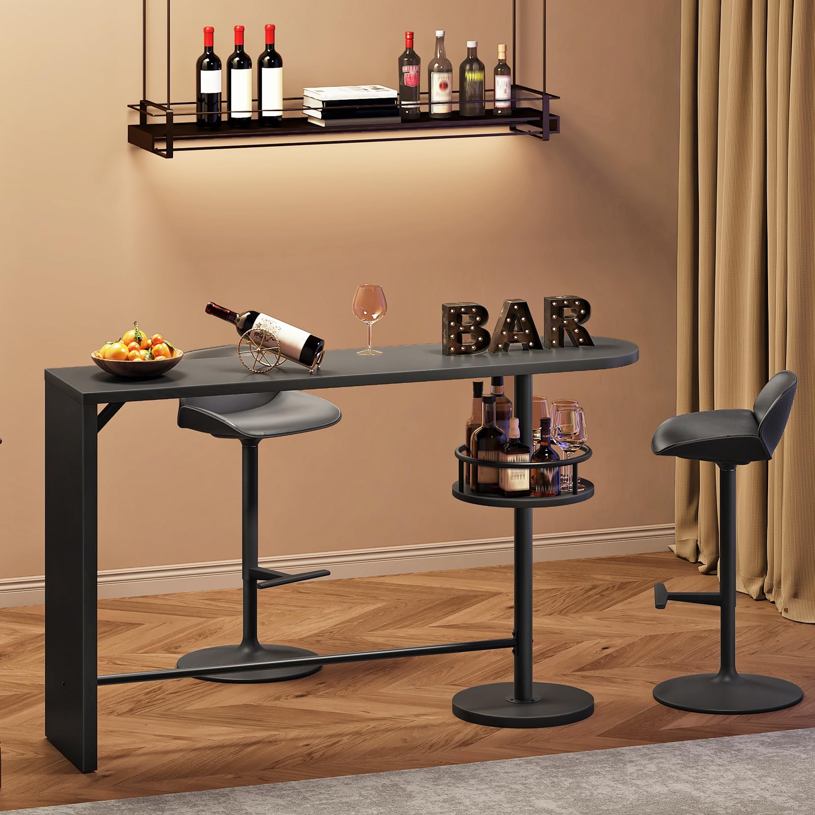 hoobro-beverage-counters-table-de-bar-noire-2-niveaux-prise image 5