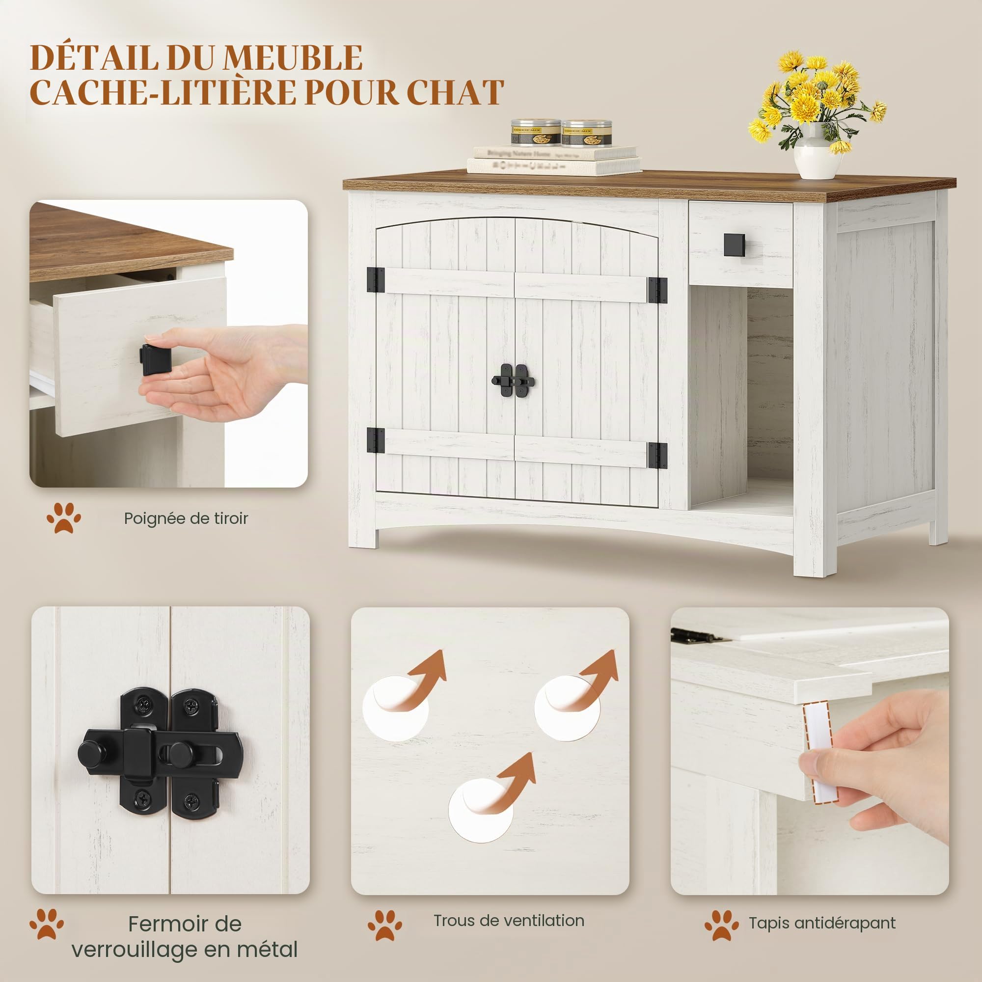 hexcelen-biblioth-ques-meuble-liti-re-chat-marron-blanc-tiroir image 6