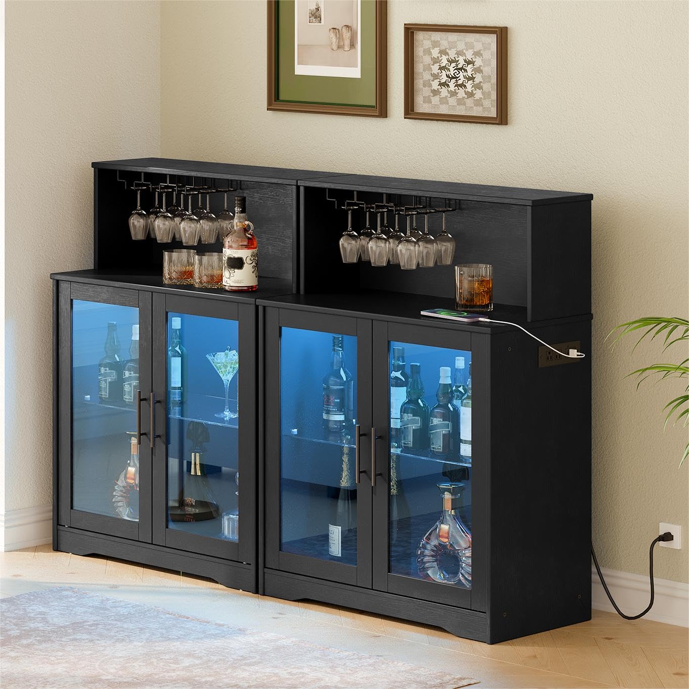 hoobro-beverage-counters-armoire-bar-noire-led-verres image 5