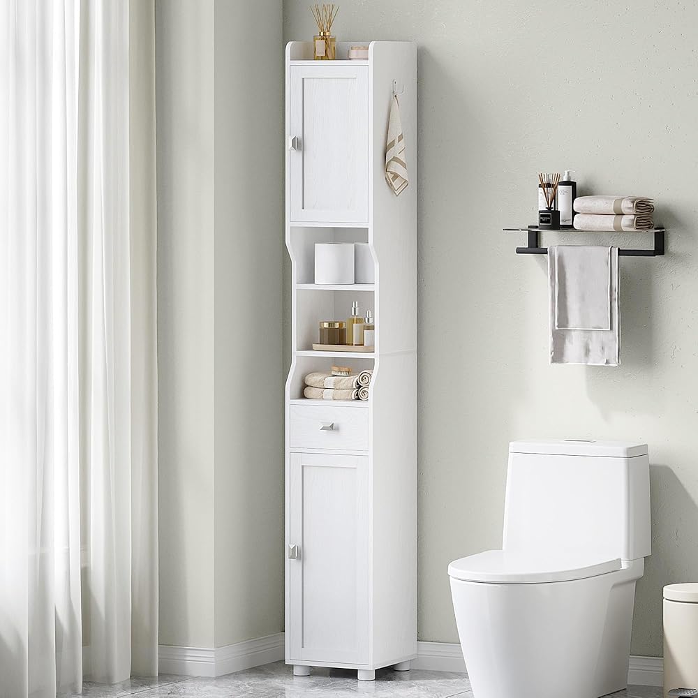 hexcelen-meuble-salle-de-bain-troit-28x28x180-blanc-tiroir image 2