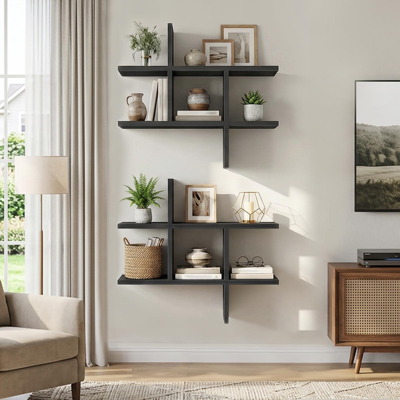 hoobro-storage-racks-tag-re-murale-noire-lot-de-2 image 6