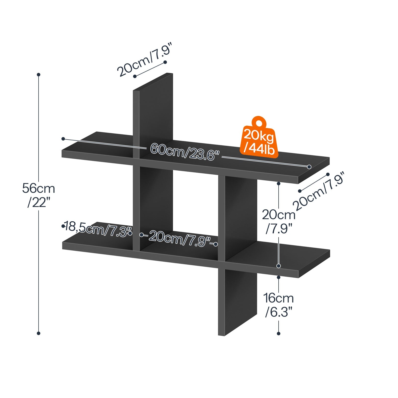 hoobro-storage-racks-tag-re-murale-noire-lot-de-2 image 4