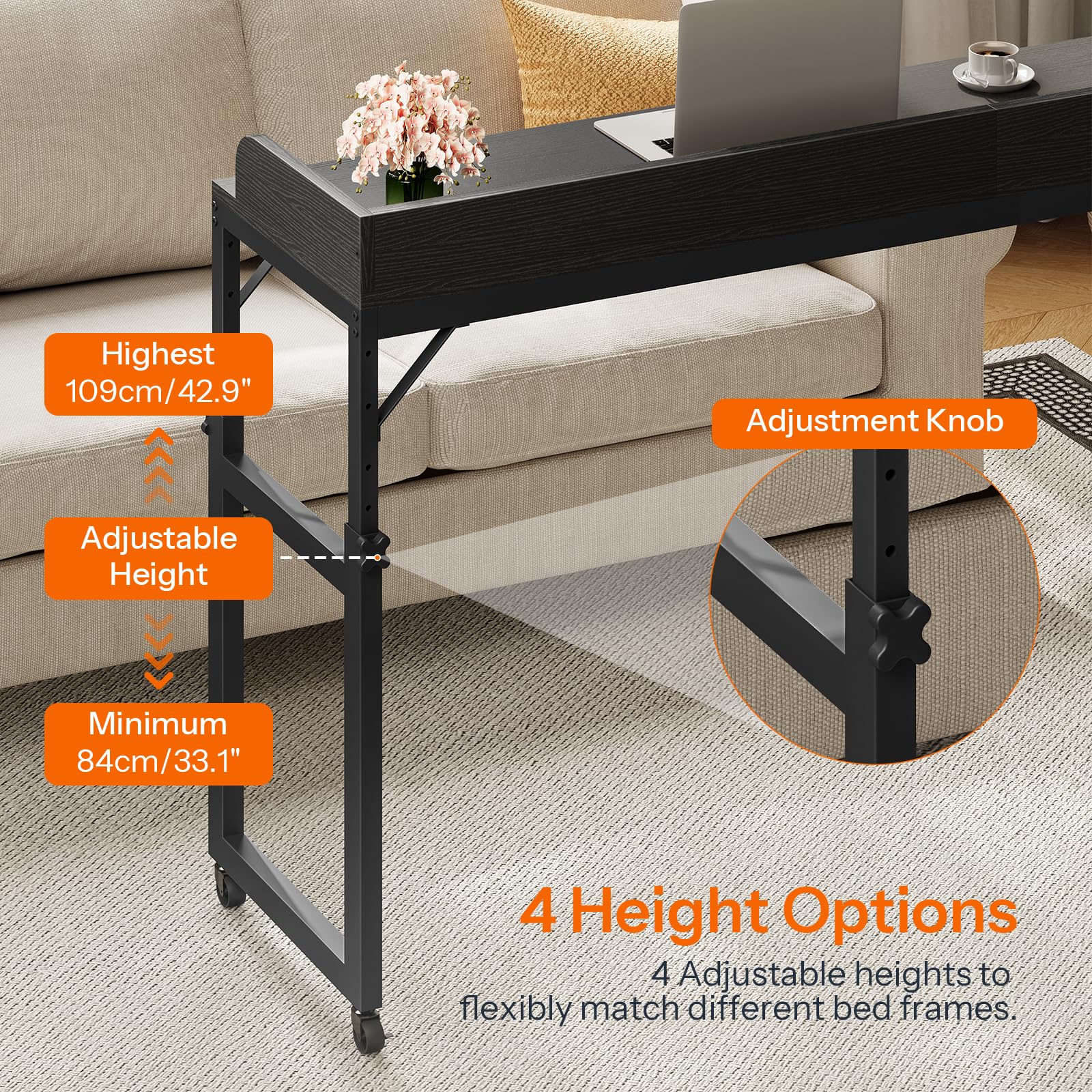 hoobro-bb180uddn01-table-de-lit-noire-roulettes-prise image 7