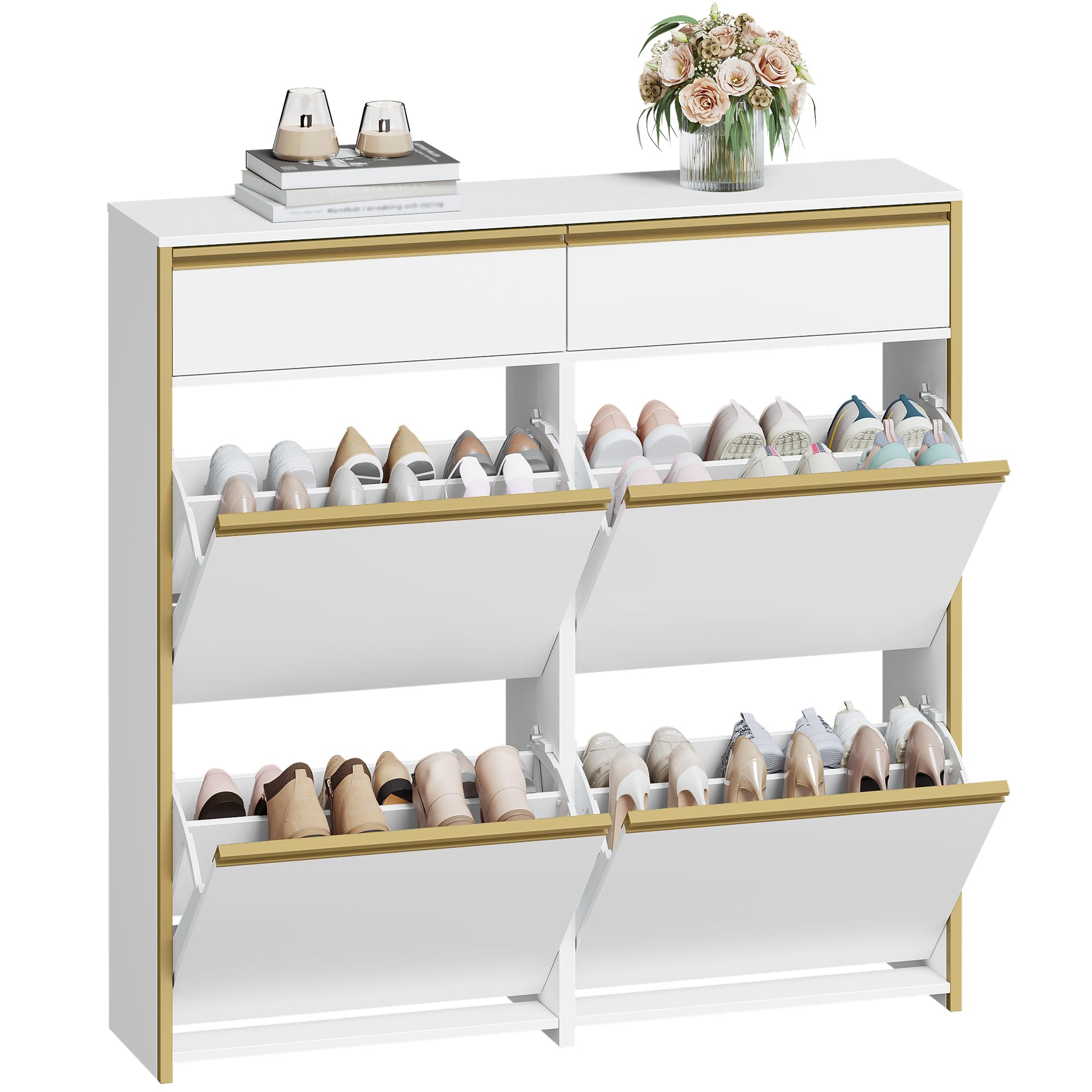 hexcelen-4-abattants-meuble-chaussures-24-paires-2-tiroirs image 8