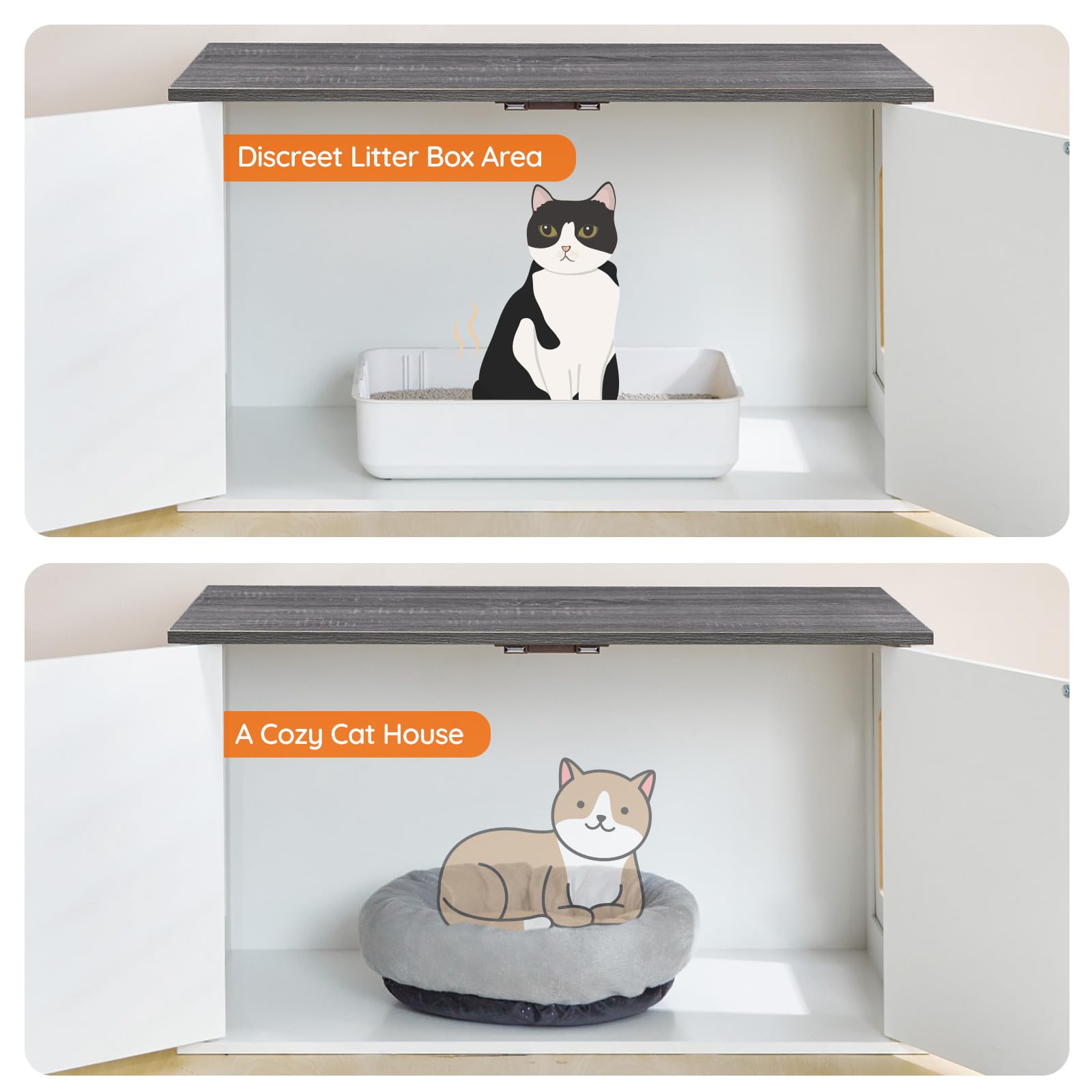hoobro-meuble-liti-re-chat-blanc-80-cm-motifs-chats image 7