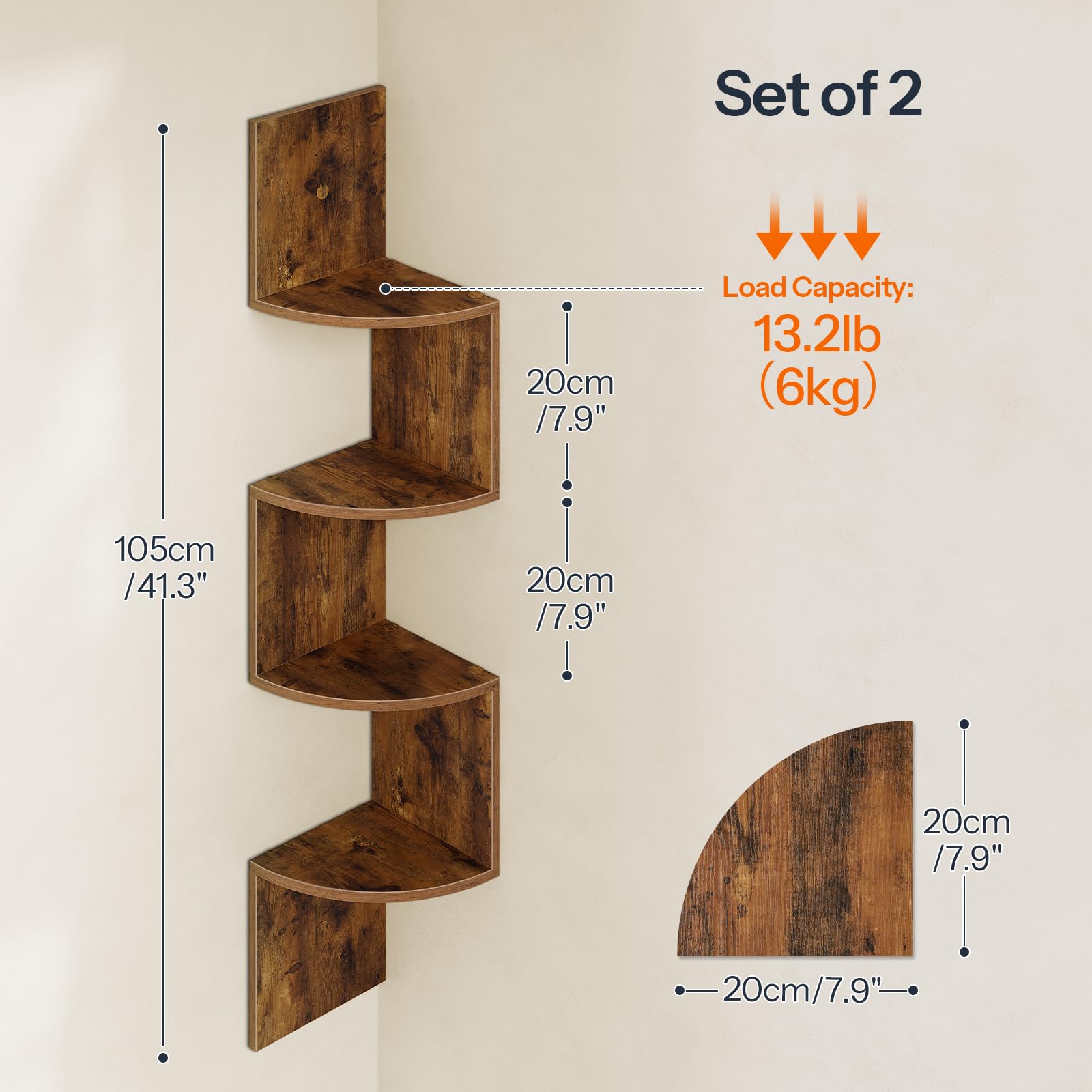 hoobro-storage-racks-tag-re-angle-4-niveaux-marron-bois image 4