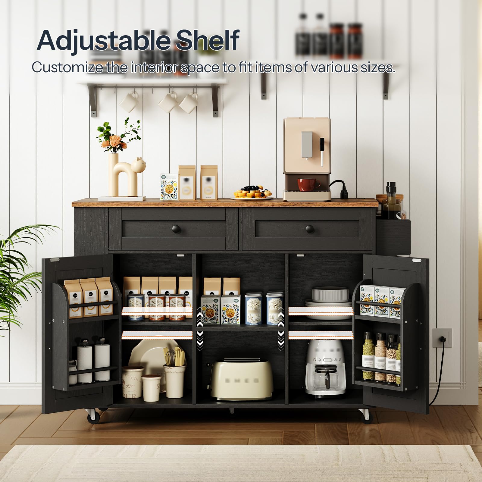 hoobro-kitchen-furniture-lot-cuisine-noir-roulettes-rabattable image 5