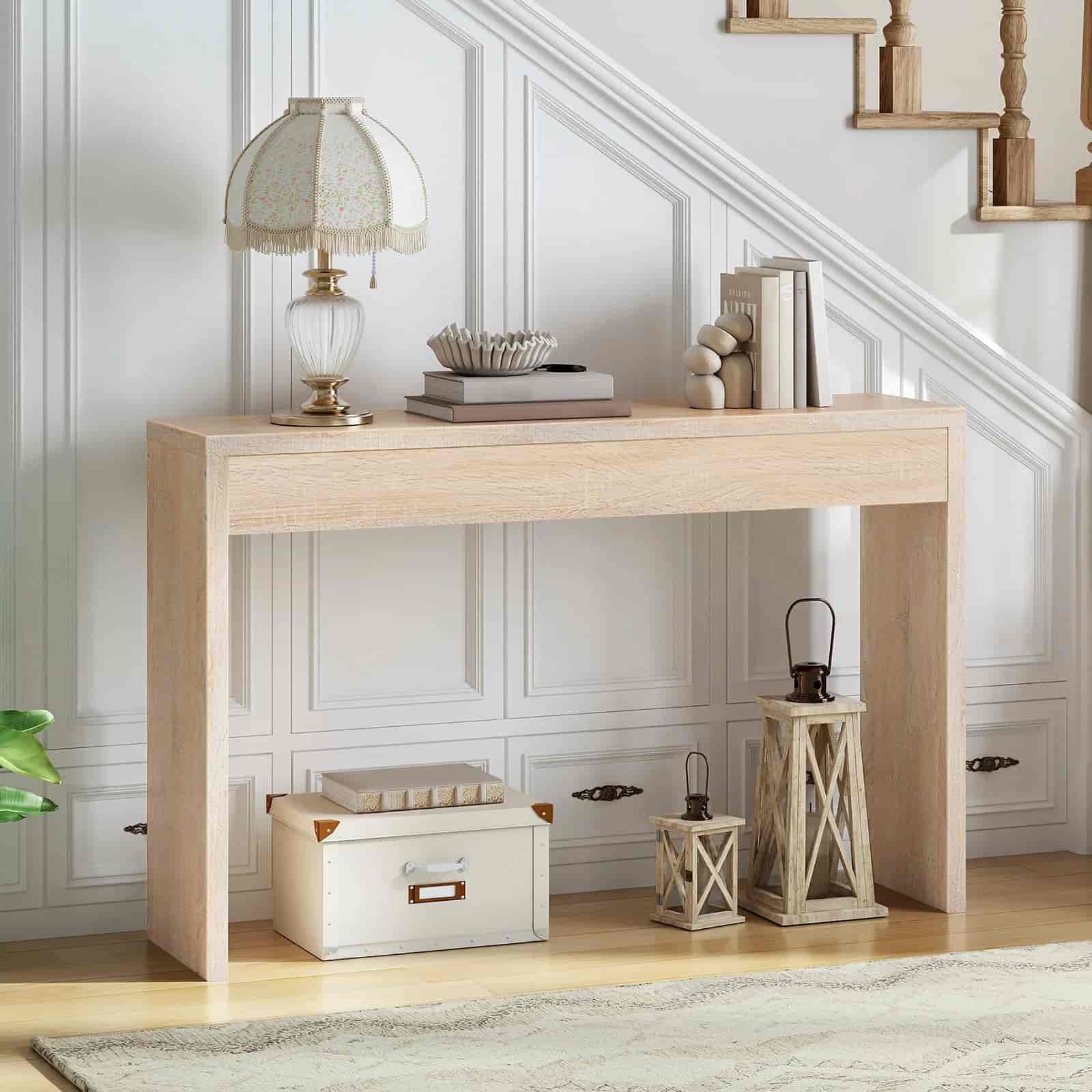 hoobro-console-table-farmhouse-table-console-naturel-bois image 2