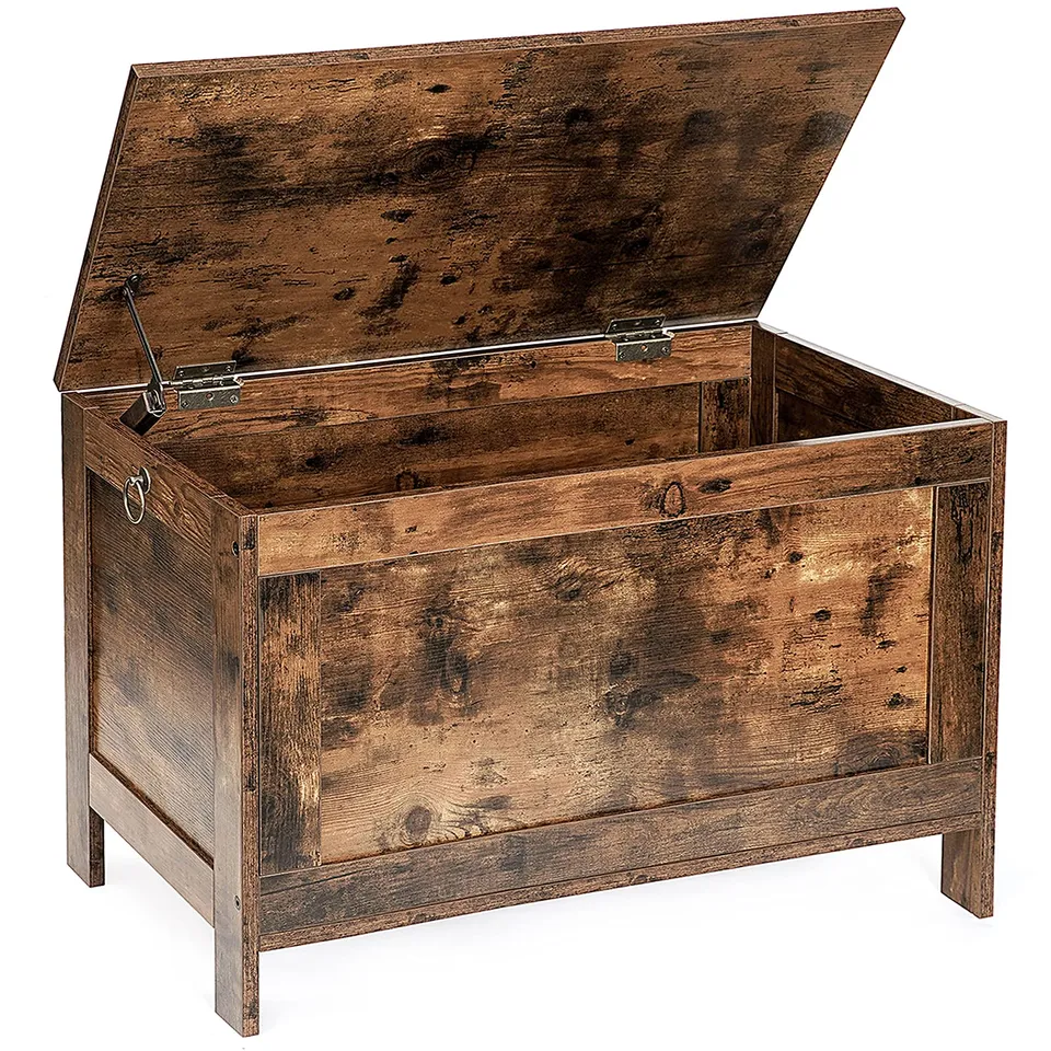 hoobro-storage-benches-coffre-jouets-bois-banc-marron image 1