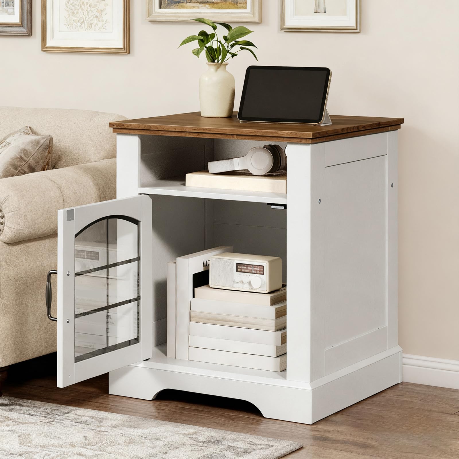hoobro-nightstands-table-de-nuit-blanche-prise-usb-44-cm image 4