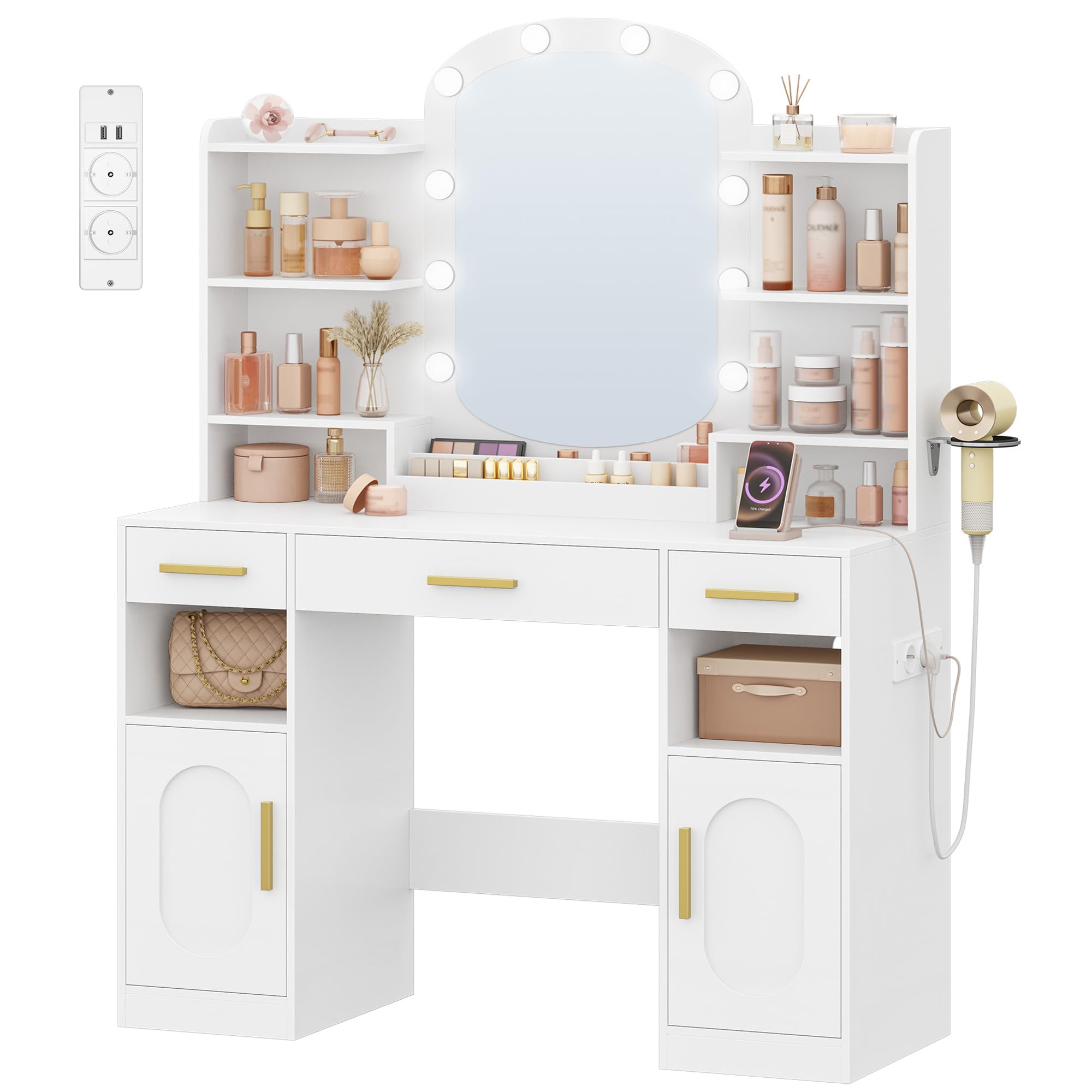 hexcelen-coiffeuse-avec-miroir-coiffeuse-blanche-led-108-cm image 8
