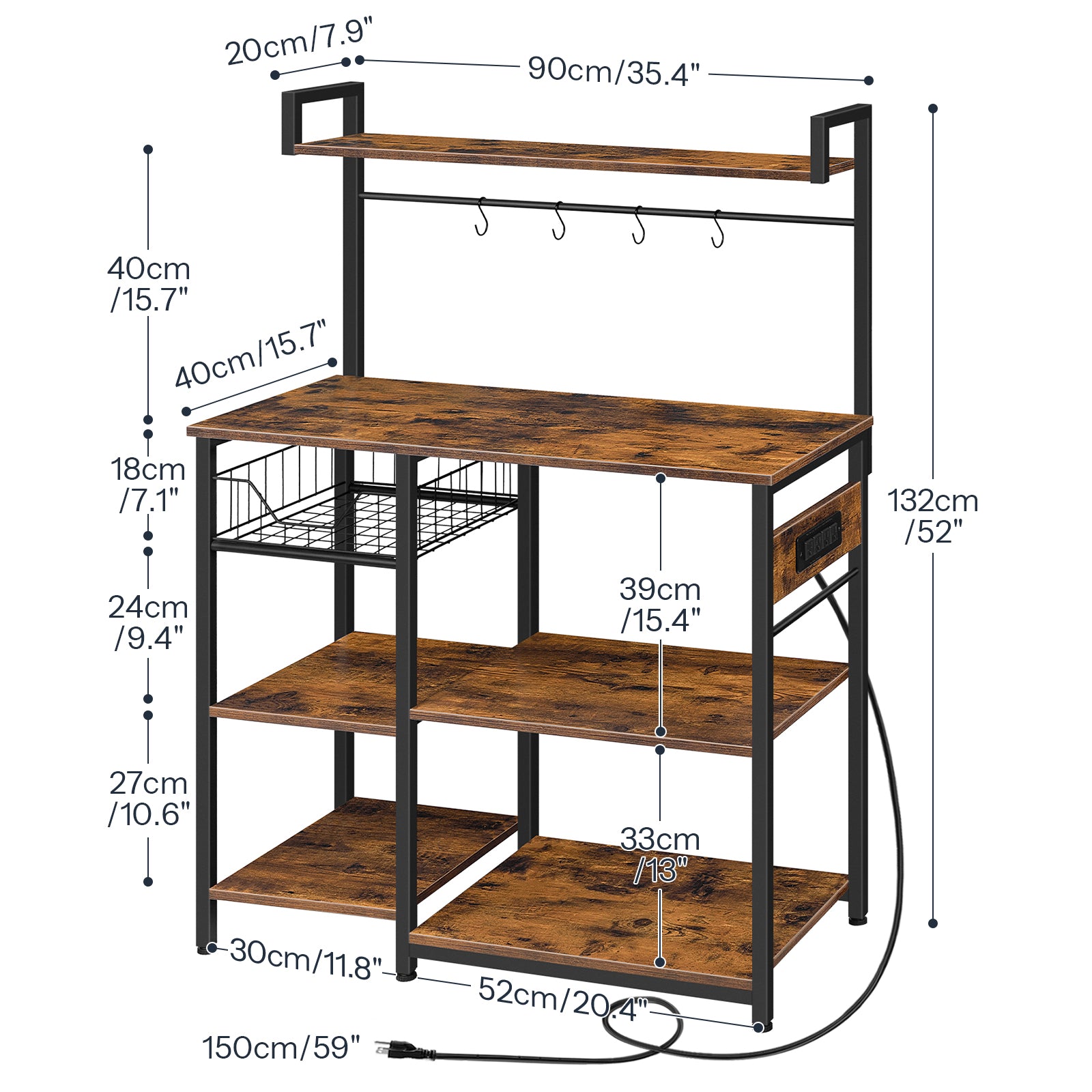 hoobro-kitchen-furniture-desserte-cuisine-marron-avec-prises image 3