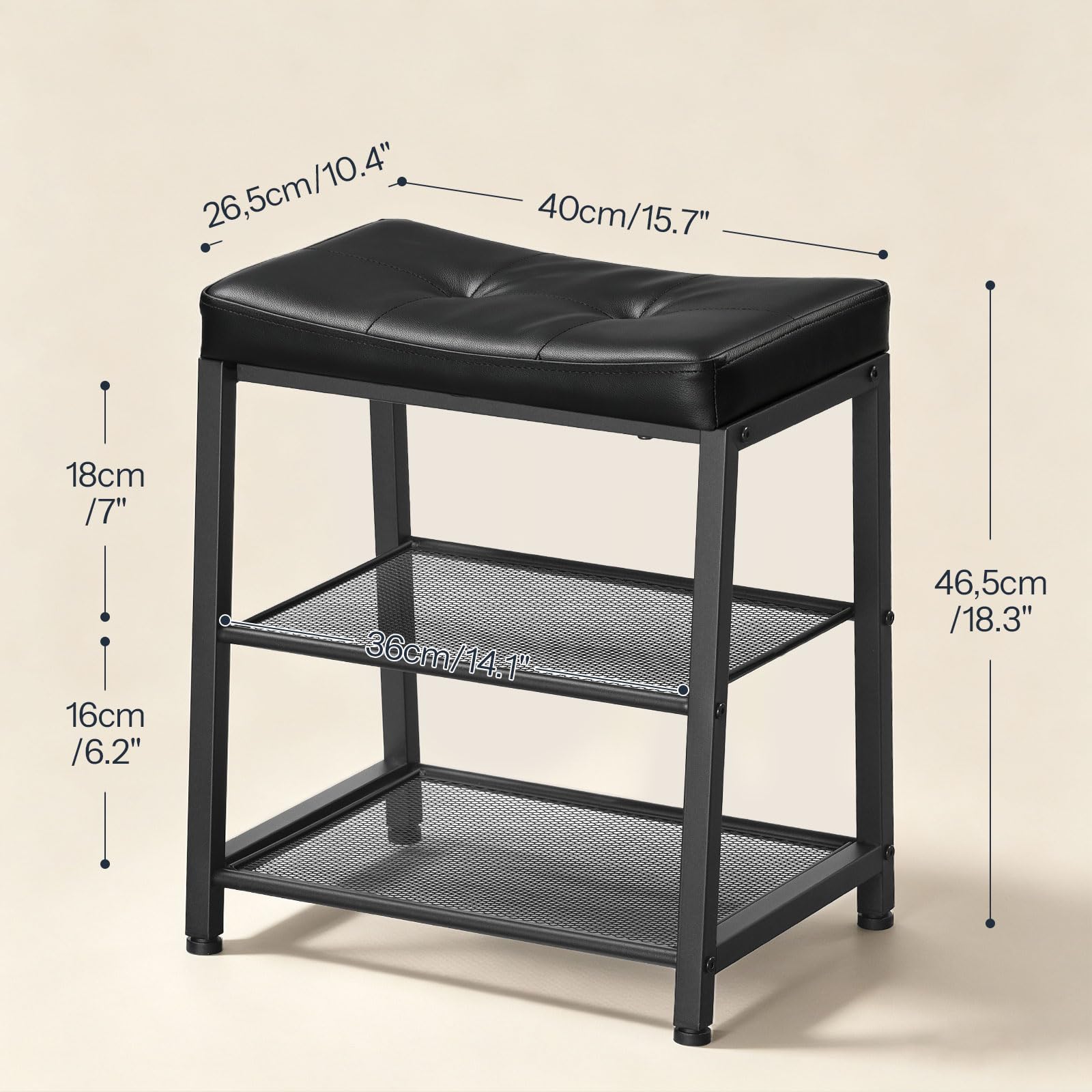 hoobro-shoe-racks-banc-chaussures-bb43hx01-noir-2-niveaux image 3