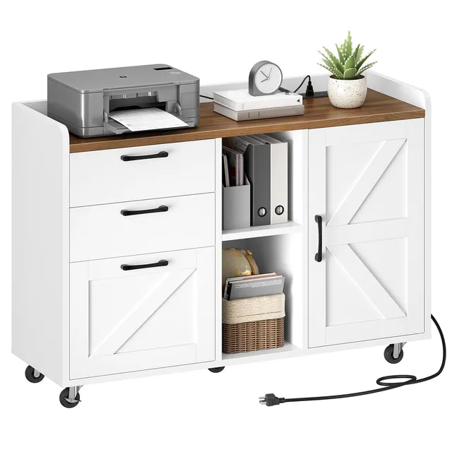 hoobro-home-office-caisson-classeur-blanc-3-tiroirs image 1