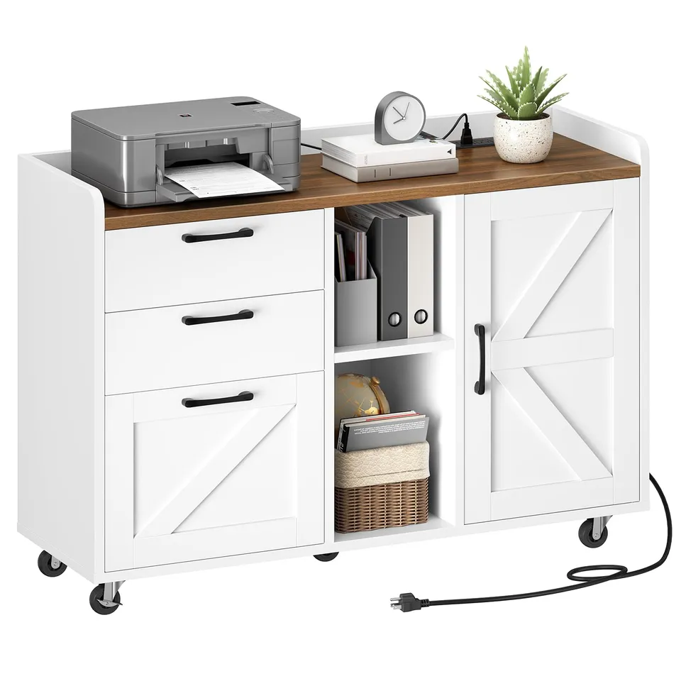 hoobro-home-office-caisson-classeur-blanc-3-tiroirs image 1