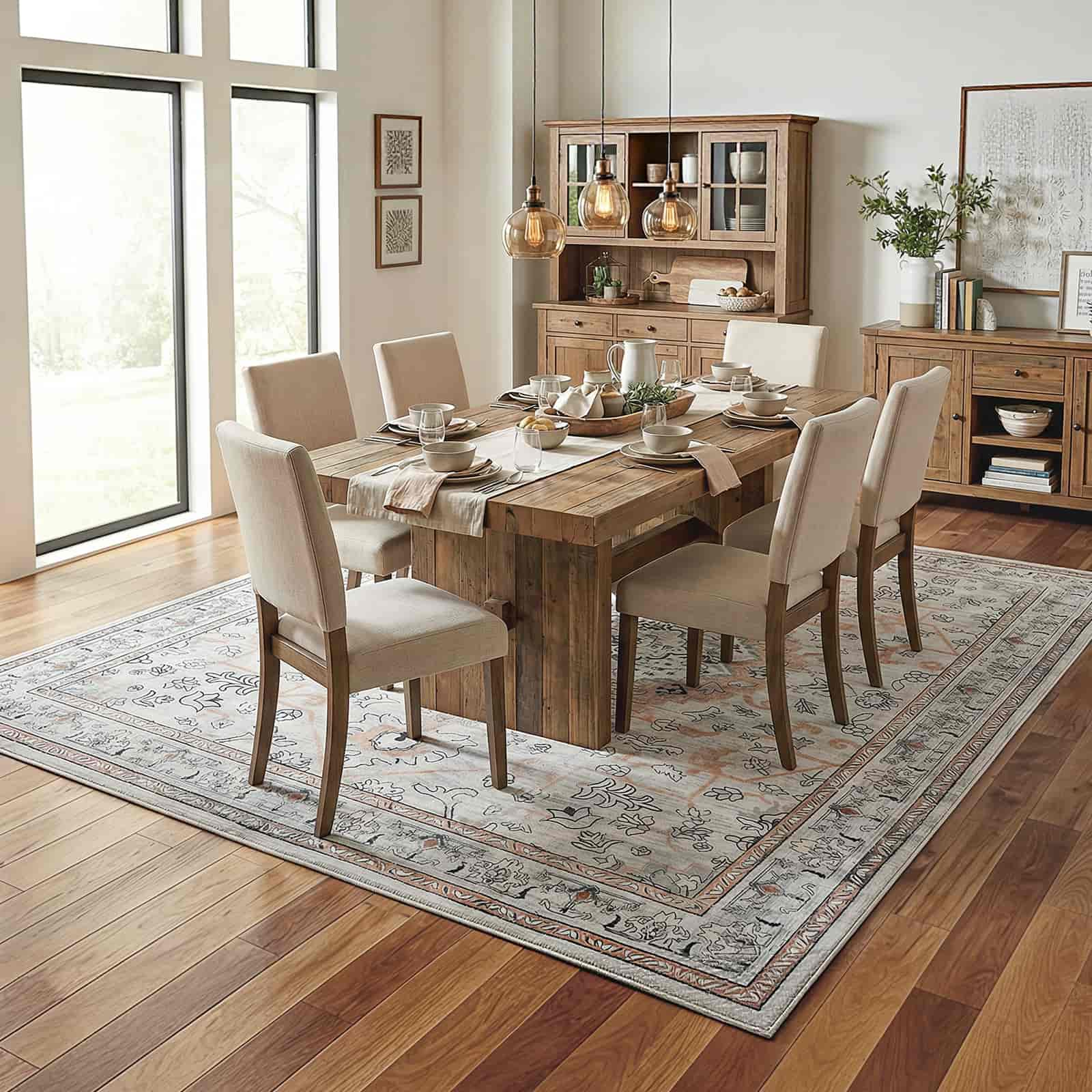 hoobro-tapis-salon-vintage-6x9-pieds-beige-lavable image 5