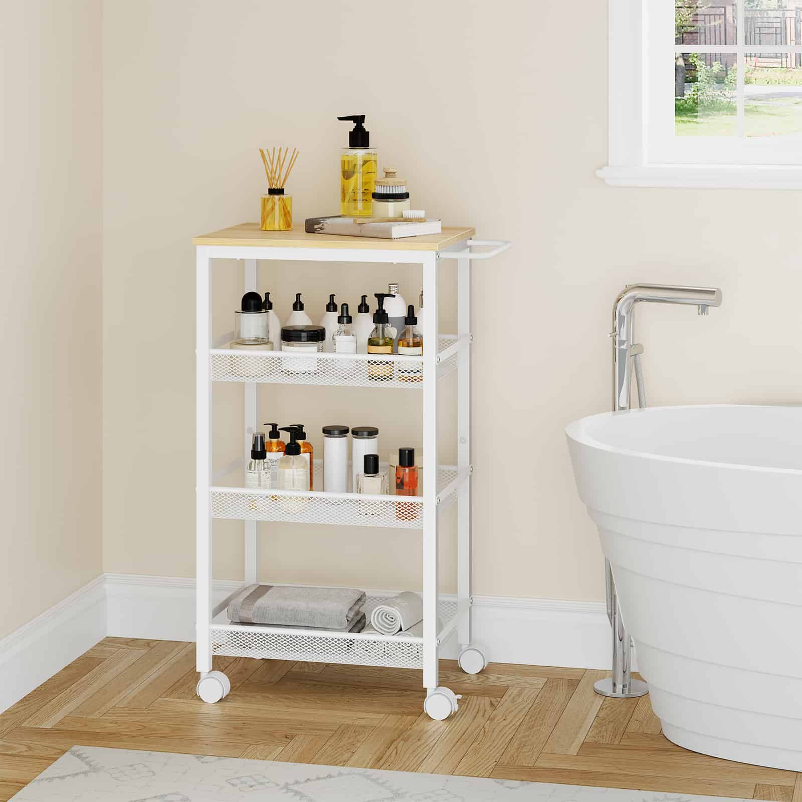 hoobro-kitchen-furniture-chariot-cuisine-troit-blanc-4-paniers image 5