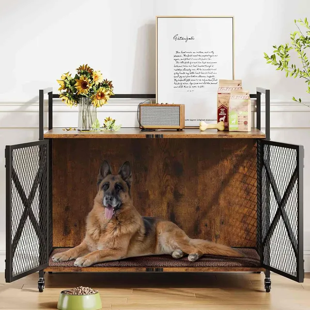 hoobro-pet-furniture-niche-chien-marron-roulettes-104-cm image 1