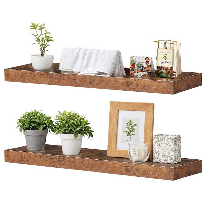 hoobro-storage-racks-tag-re-murale-marron-lot-de-2-flottante image 1