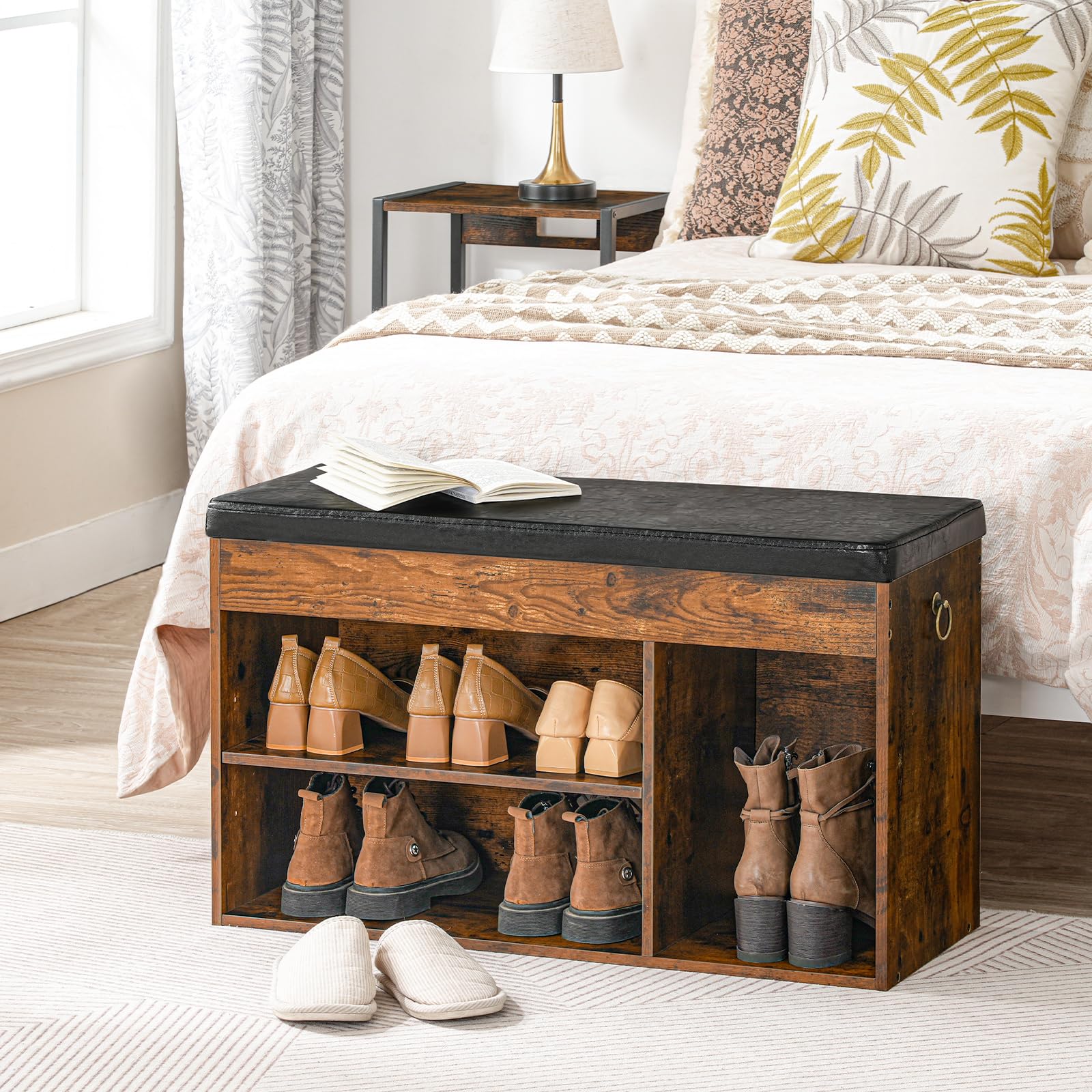 hoobro-shoe-racks-banc-chaussures-marron-rembourr image 5