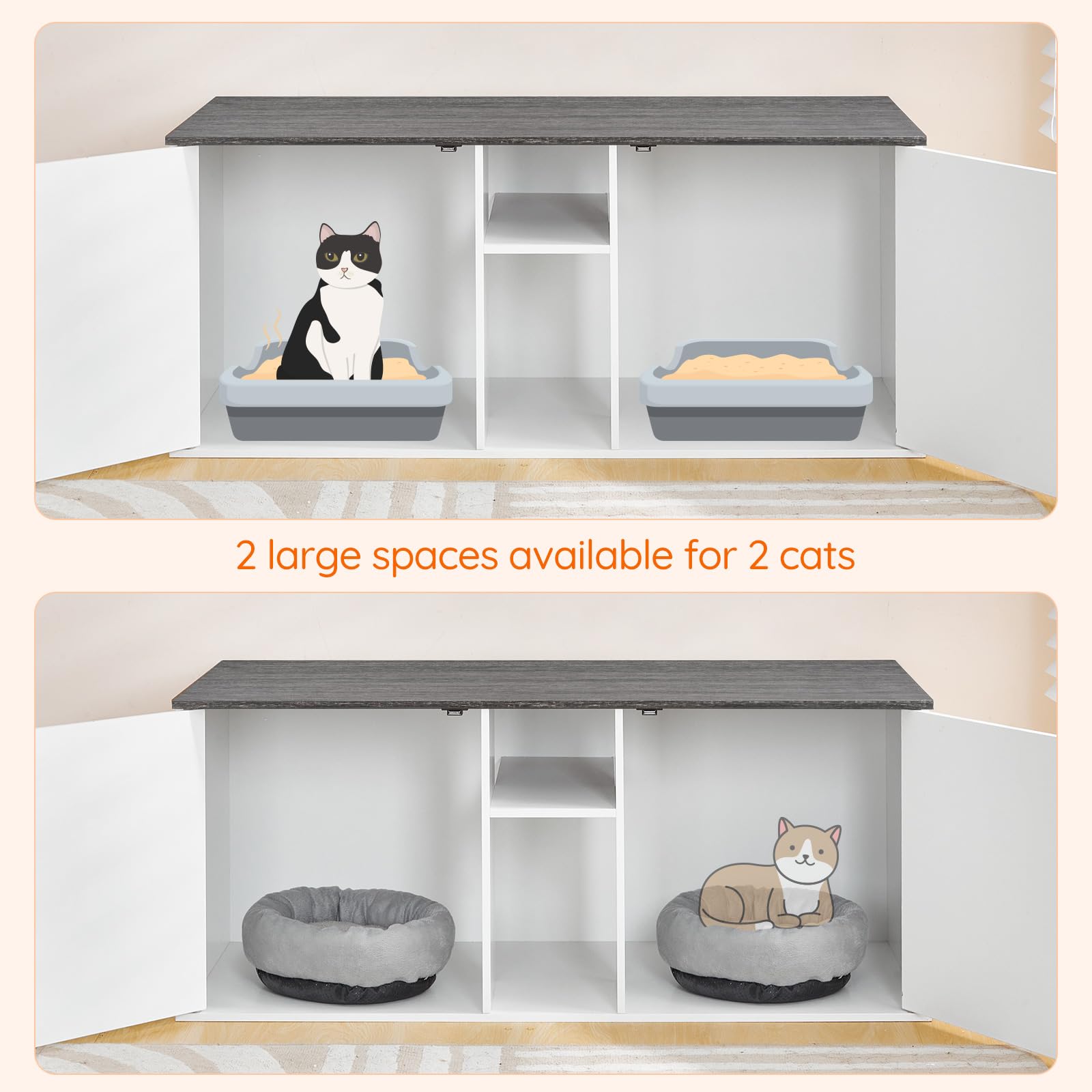 hoobro-meuble-double-liti-re-chat-blanc-120-cm-avec-rangement image 7
