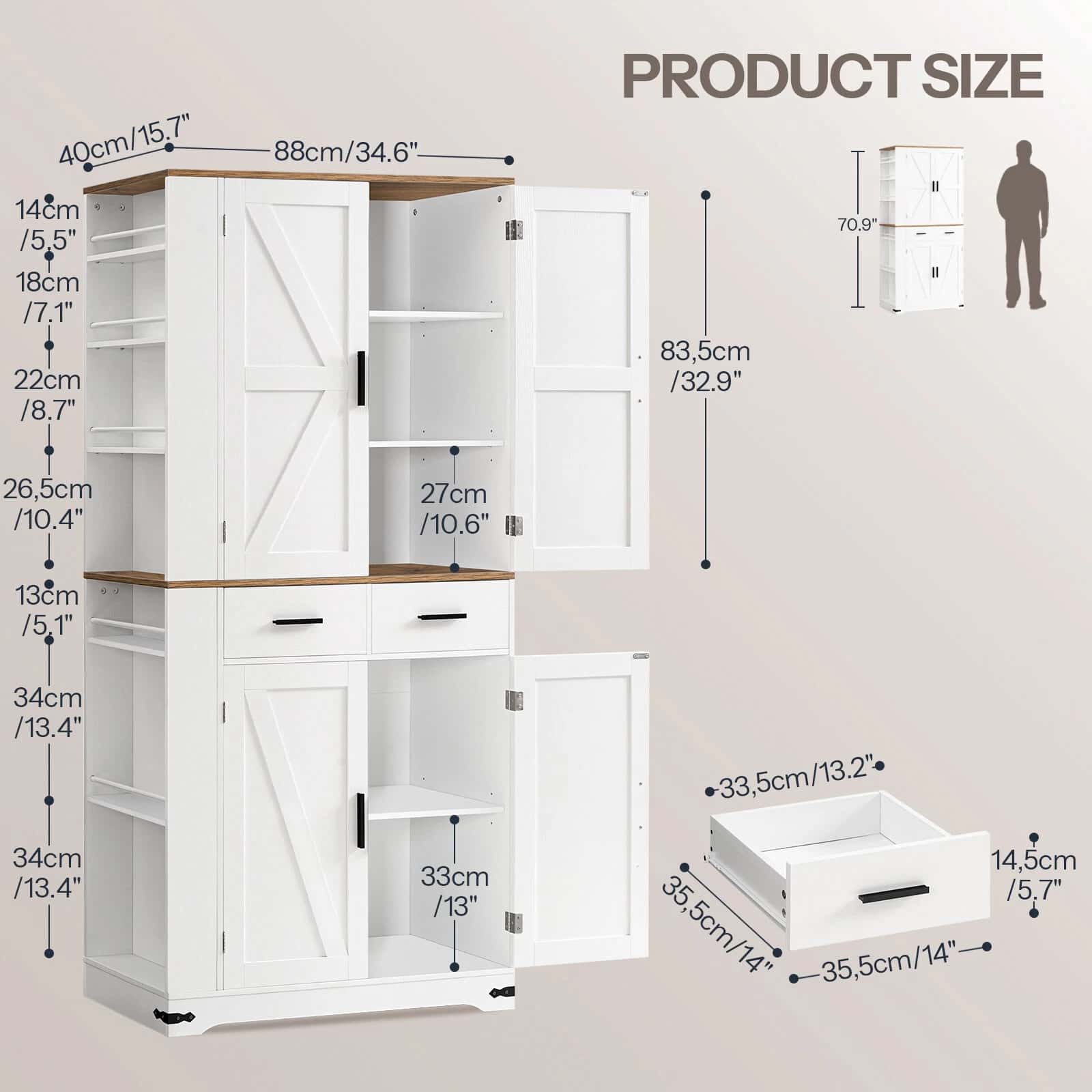 hoobro-armoire-cuisine-blanche-180-cm-garde-manger image 4
