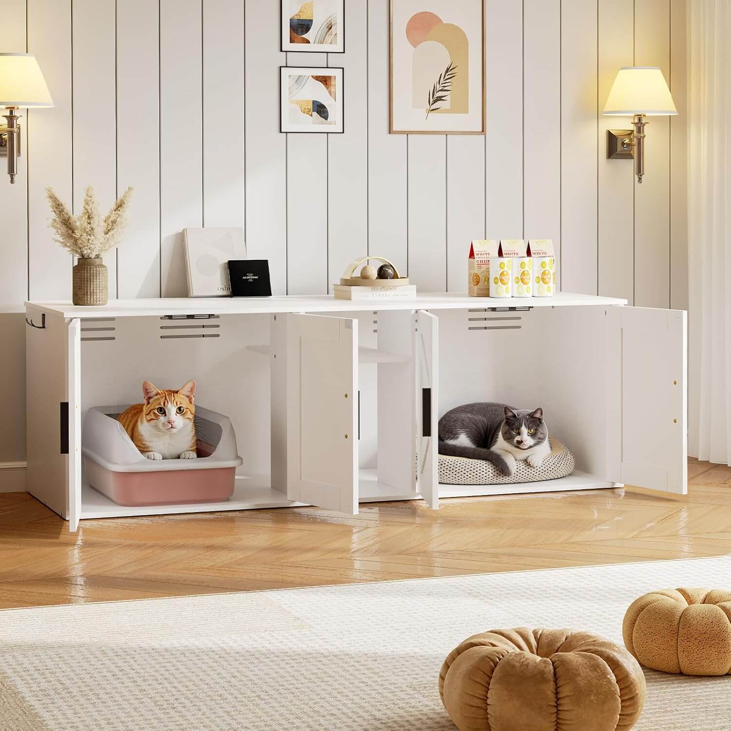 hoobro-pet-furniture-double-meuble-liti-re-blanc-couloir image 3