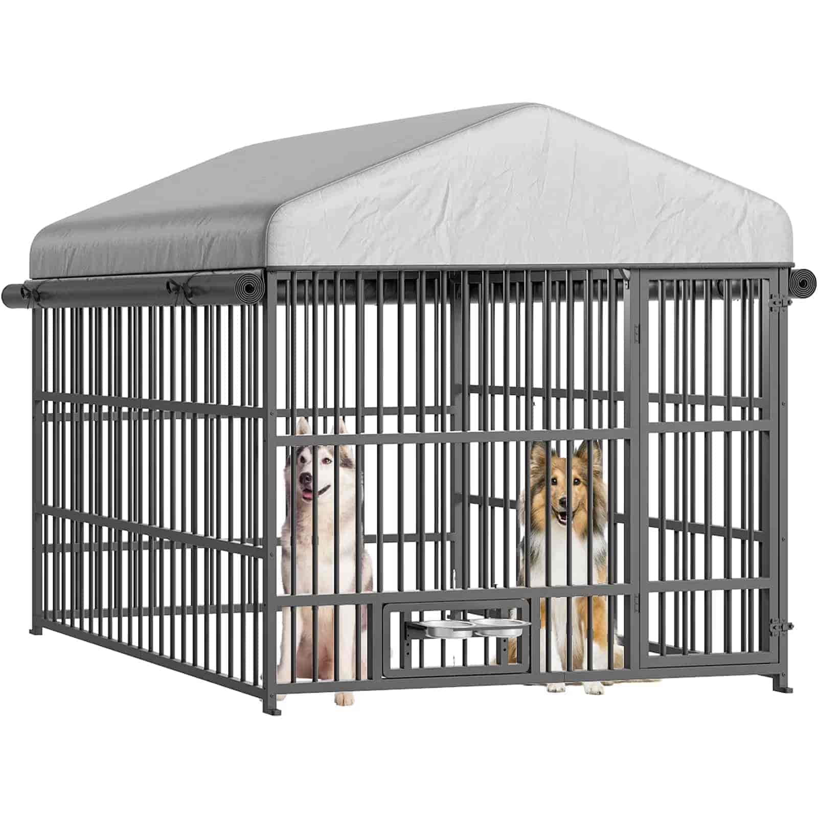 hoobro-chenil-ext-rieur-chien-argent-avec-b-che image 1