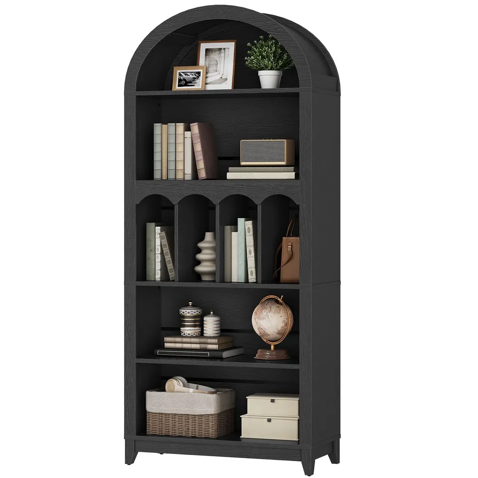 hoobro-bookshelves-biblioth-que-noire-5-niveaux-arqu-e image 1
