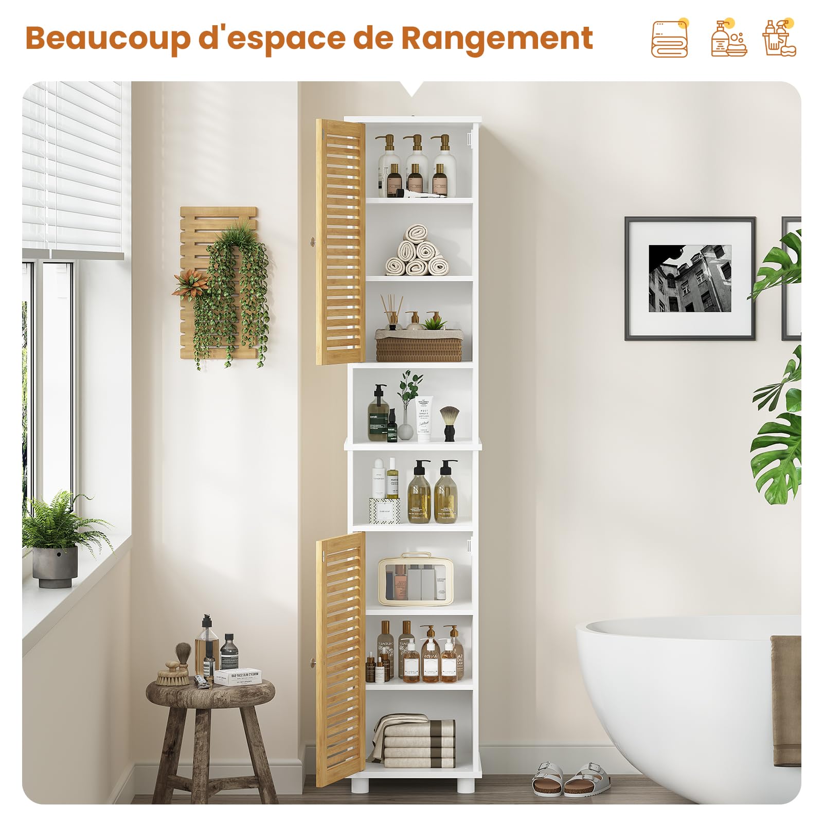 forabamb-colonne-salle-de-bain-190-cm-blanc-bambou-moderne image 3