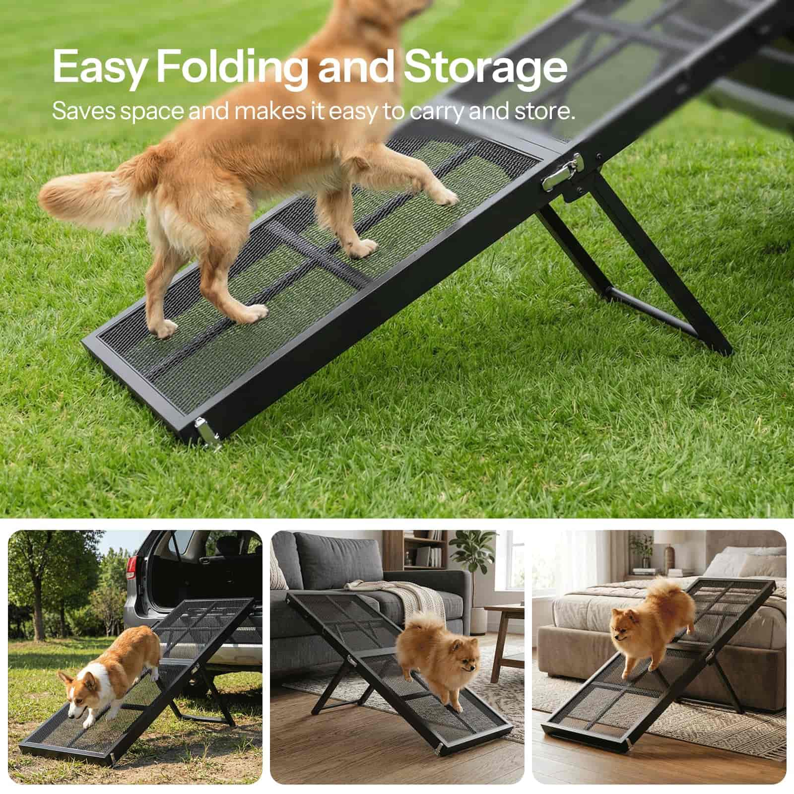 hoobro-rampe-pour-chien-noire-pliable-5-hauteurs-avec-poign-e image 5